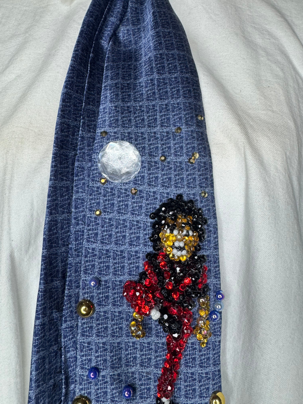 Navy Blue Michael Jackson Kick into Pointing Up Double Dance Scene From Thriller Short Film Tie
