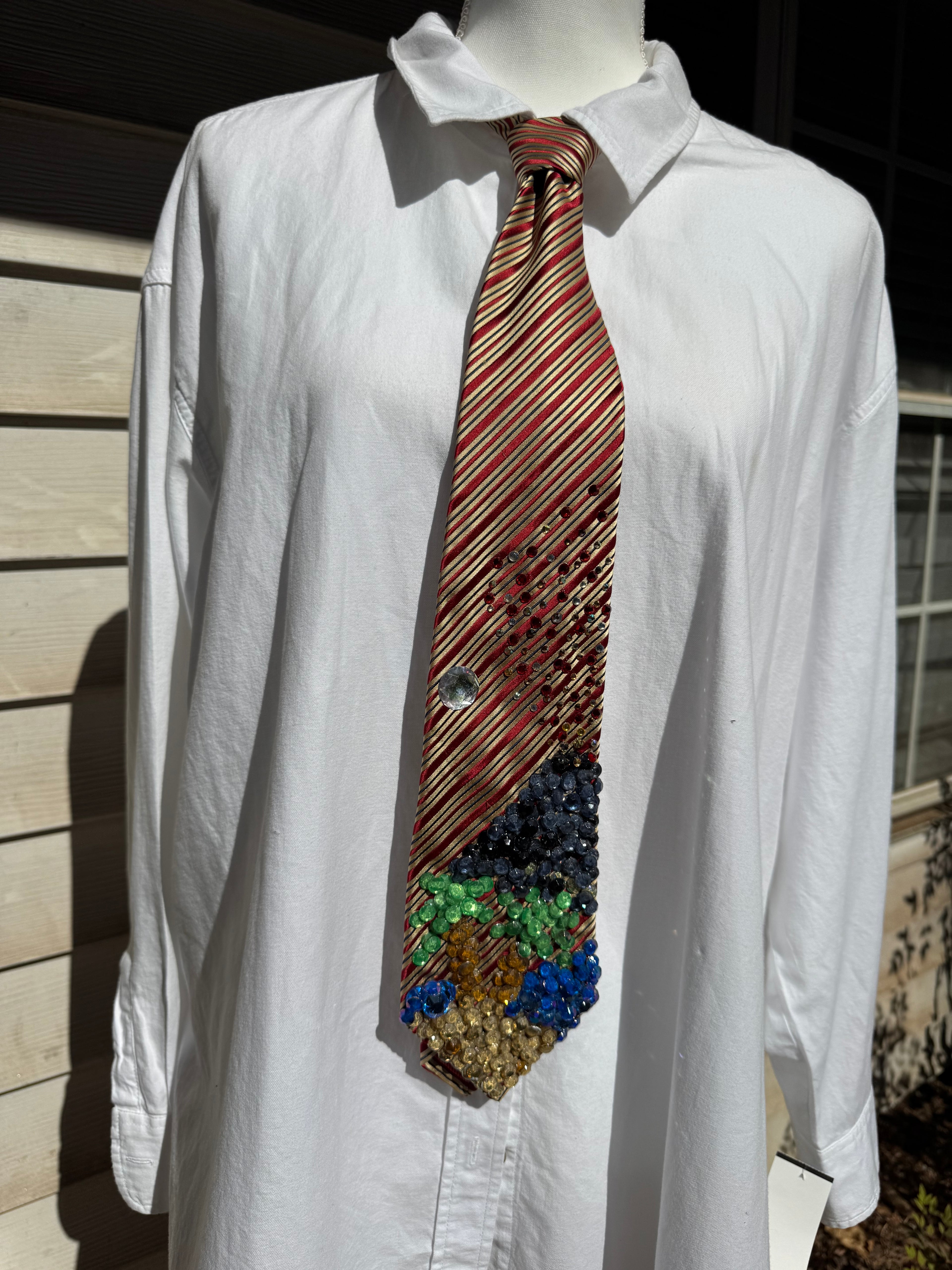 Gold and Red Striped Tropical Volcanic Eruption Nature Royalty Tie