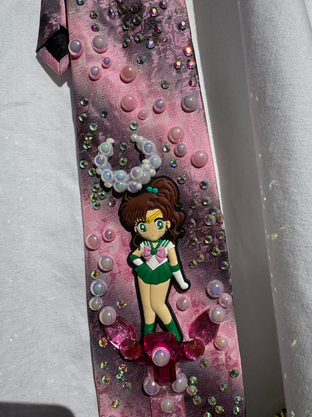Pink and Grey Striped Sailor Jupiter Makoto Kino Sailor Moon Anime Tie