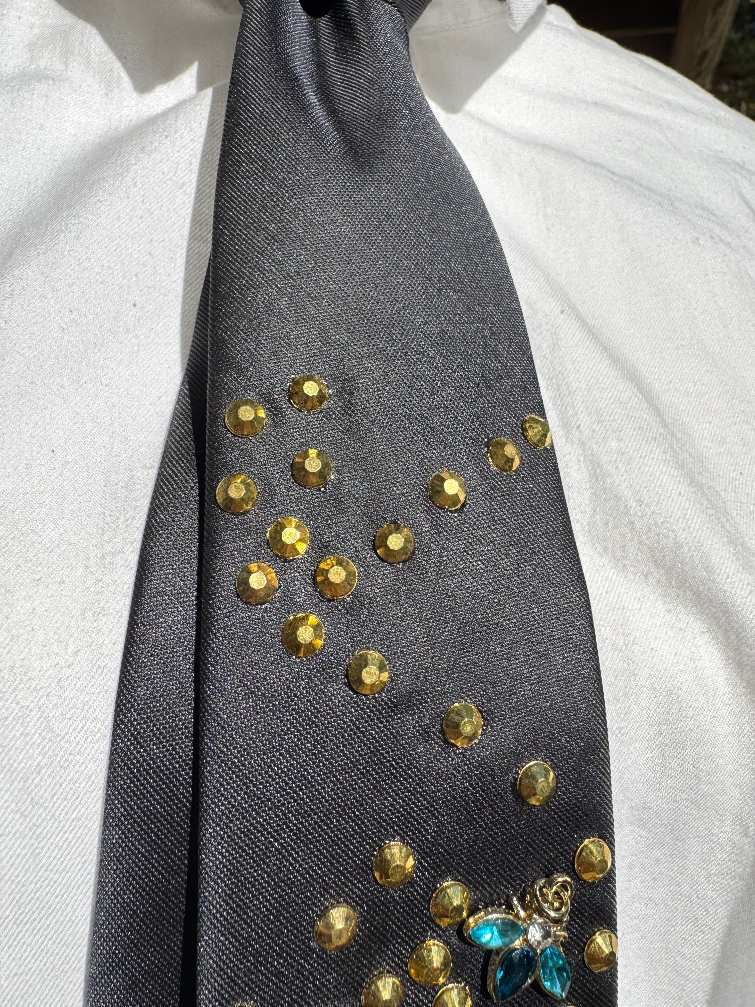 Black Flying Bumblee Bees Spelling Bee Royalty Tie