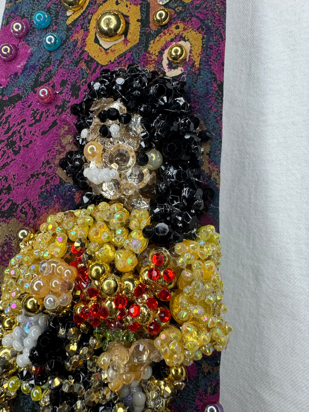 Magenta Marbled Michael Jackson Sitting in Golden Chair Performing Remember the Time with Sprain Ankle 1993 Tie