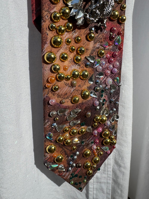 Autumn Marbled Ancient Silver Legendary Dragon Royalty Tie