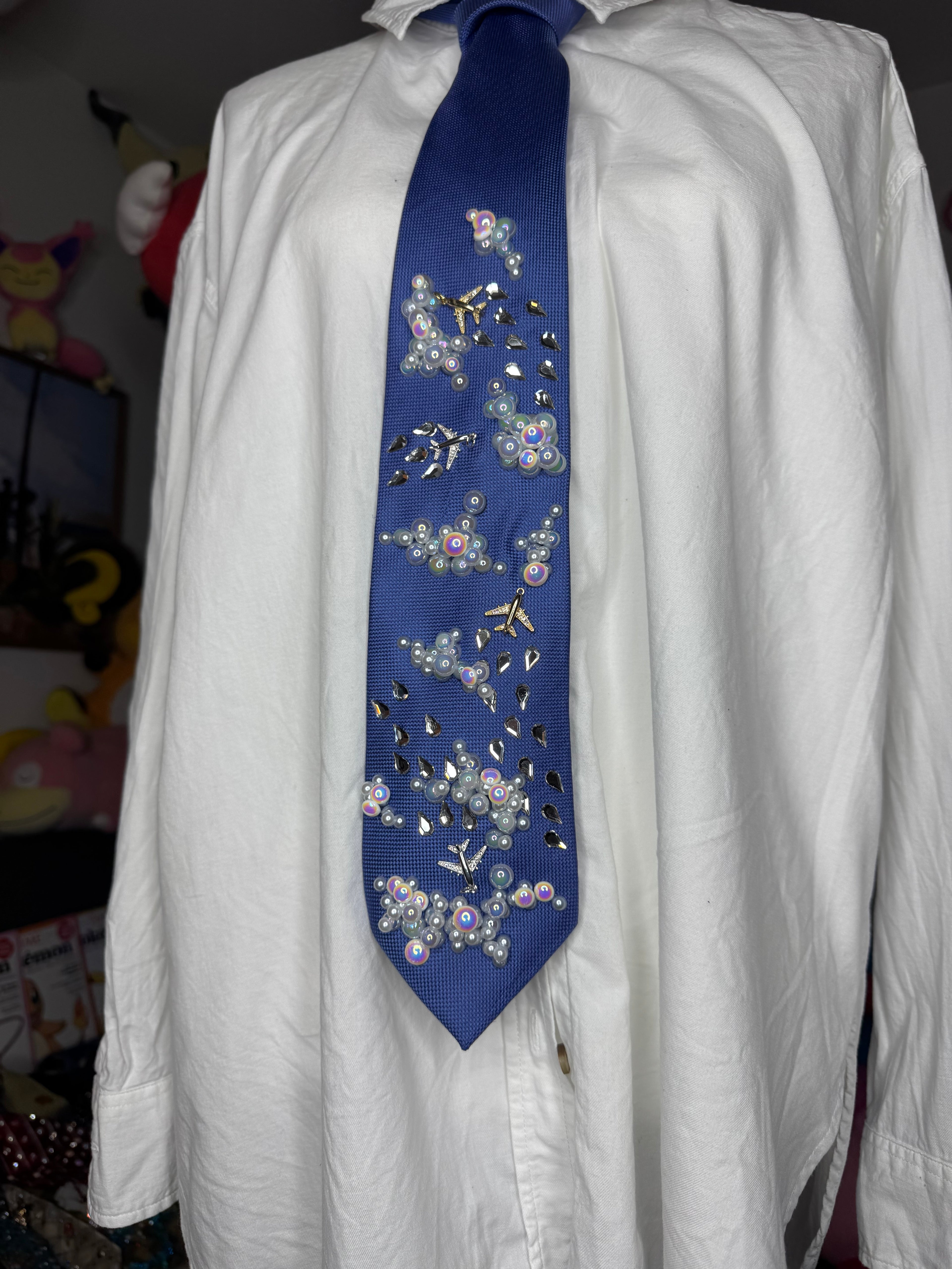 Blue Clouds and AirPlanes Pilot Tie