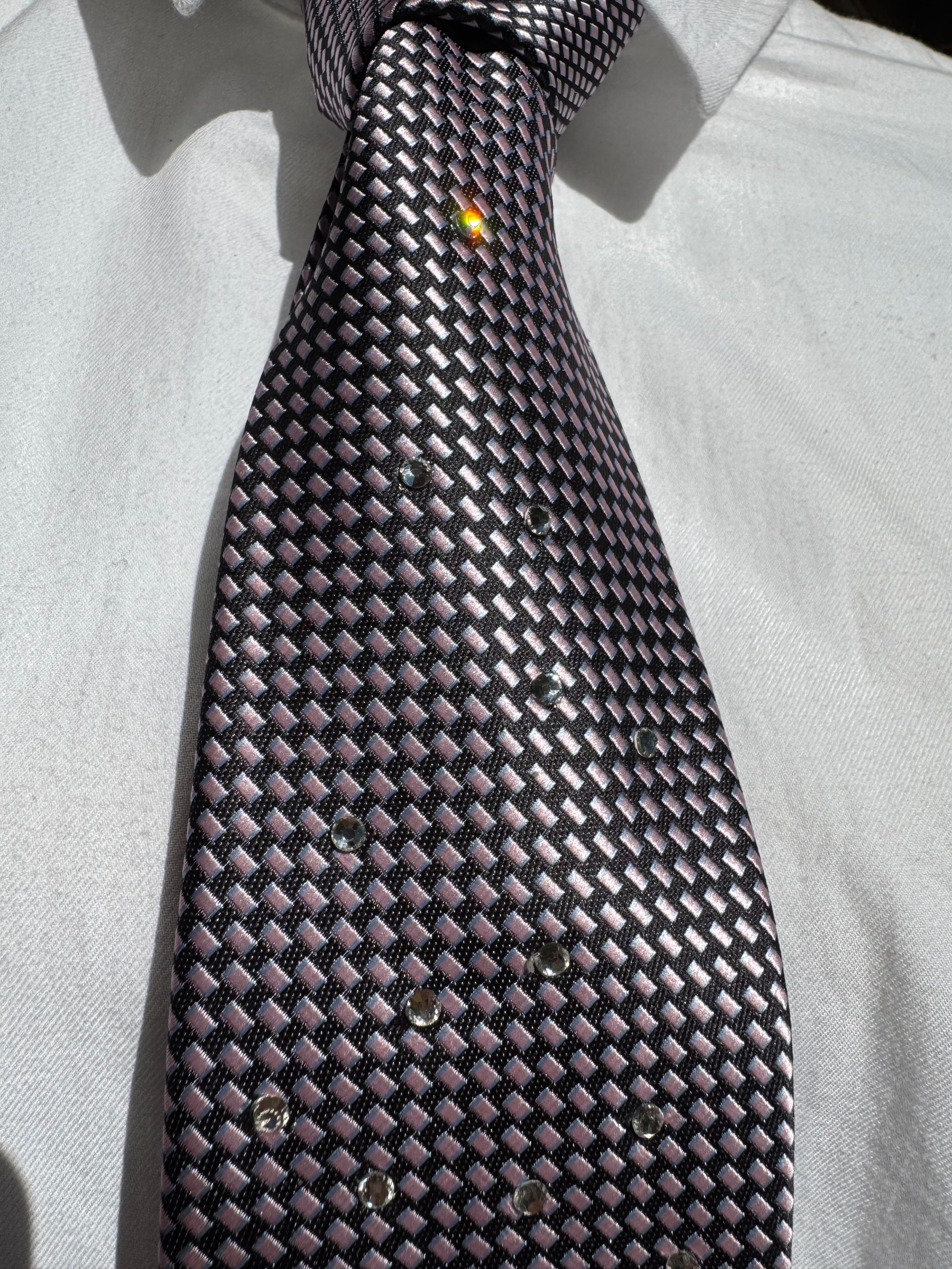 Grey Crystal Monocle High Class Royalty Tie