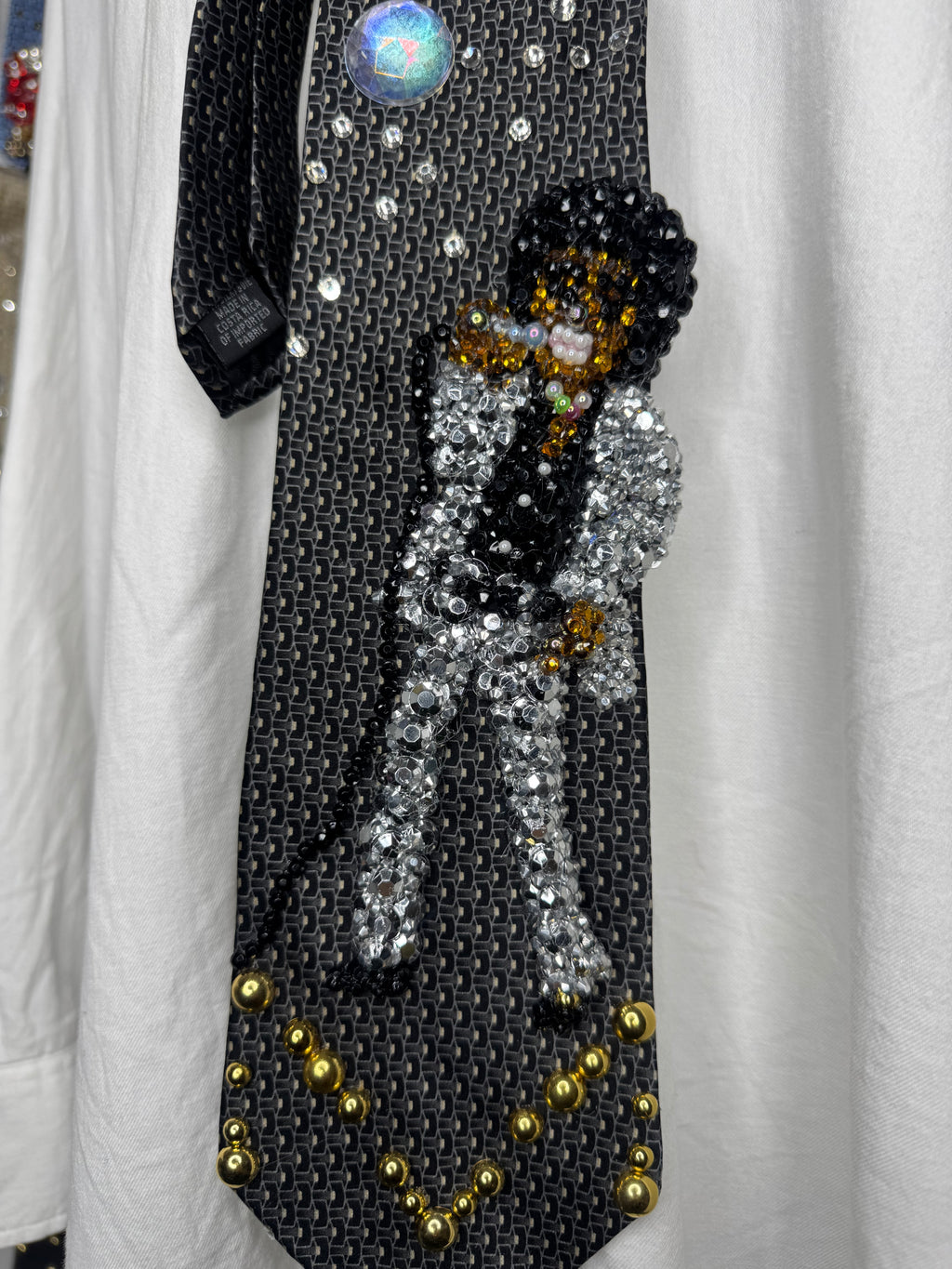 Dark Grey Teen Michael Jackson Singing on Tv in Al Silver Outfit Black Polo Sept 7th 1975 Tie