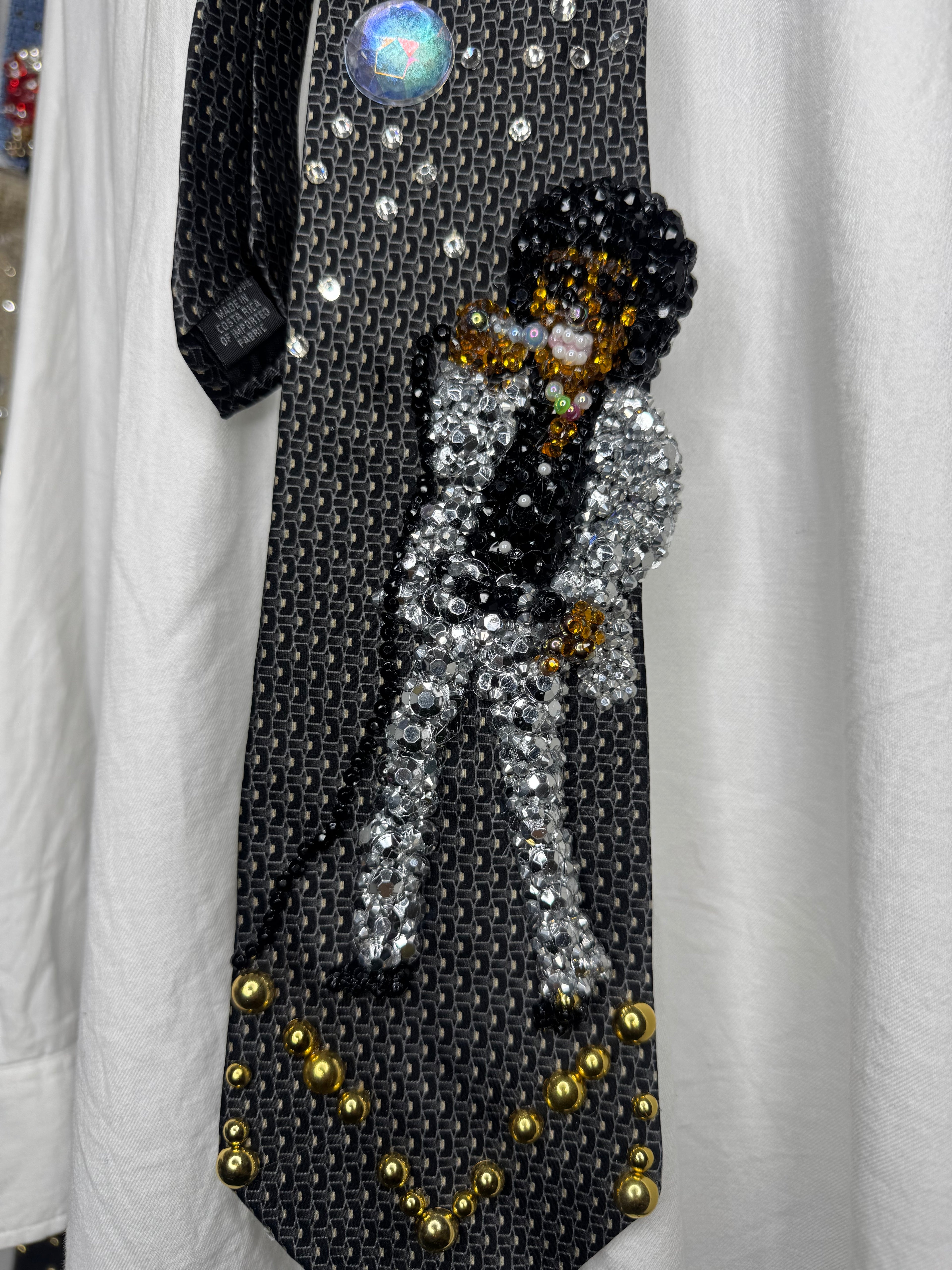 Dark Grey Teen Michael Jackson Singing on Tv in Al Silver Outfit Black Polo Sept 7th 1975 Tie