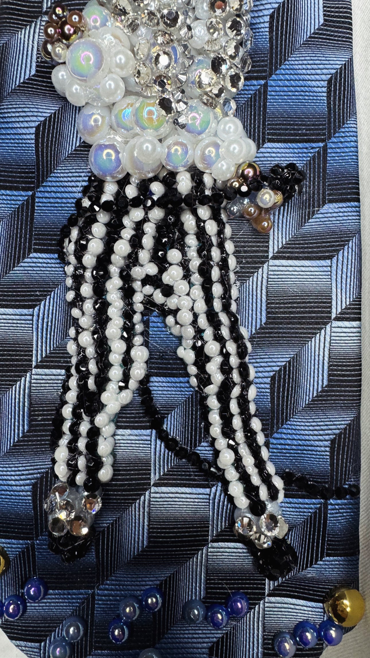 Navy Blue Michael Jackson Dancing in Striped Pants Victory Tour 1984 Tie