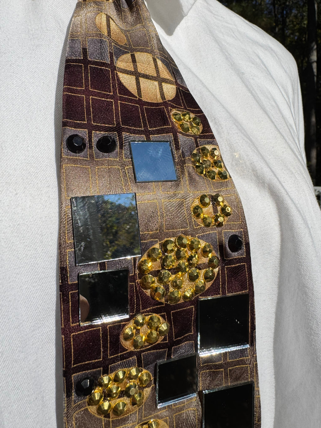 Brown Jaguar Head Mirror Futuristic High Class Royalty Tie