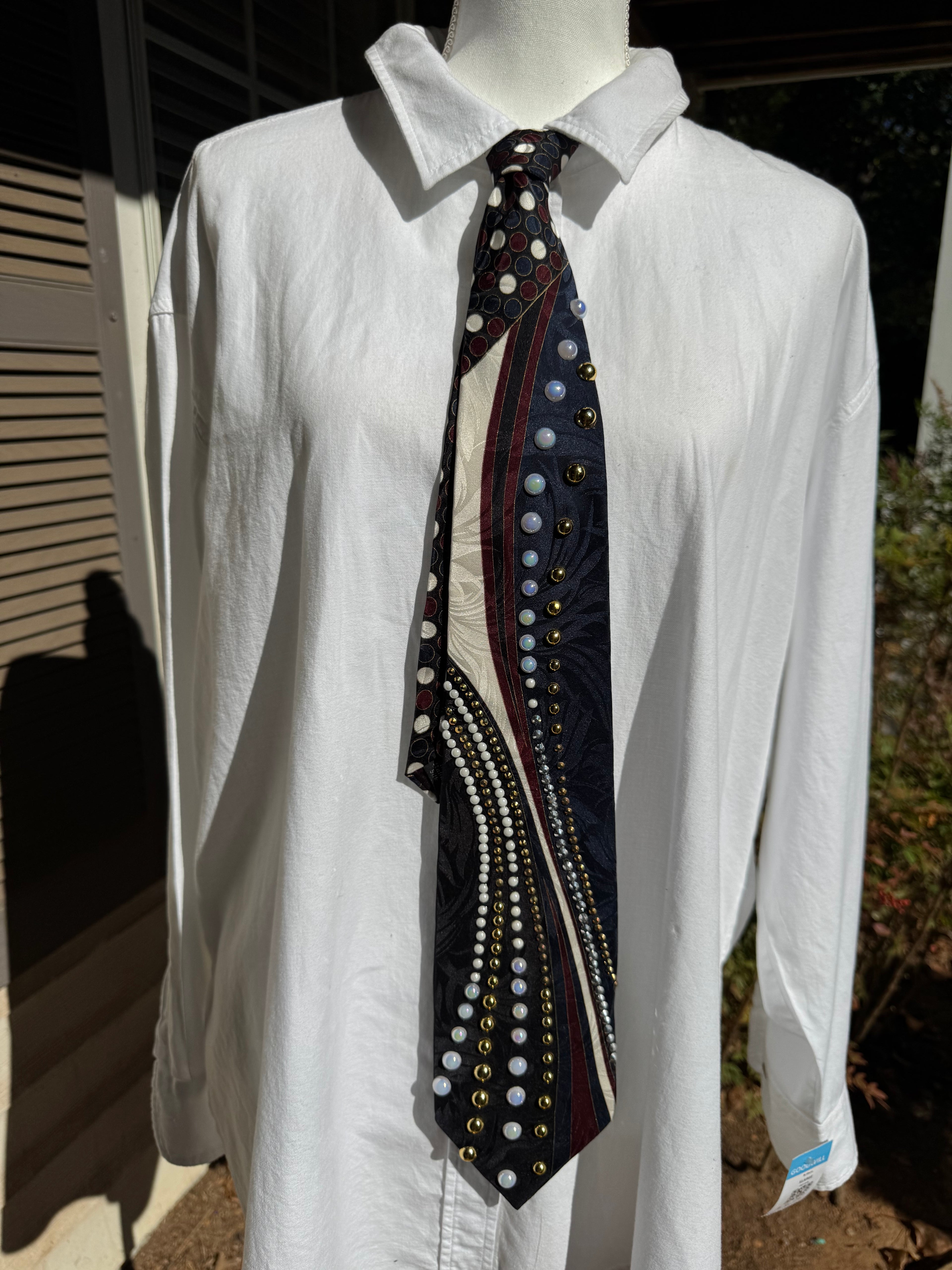 Navy Blue and Burgundy Infinity Road Bowling Tie