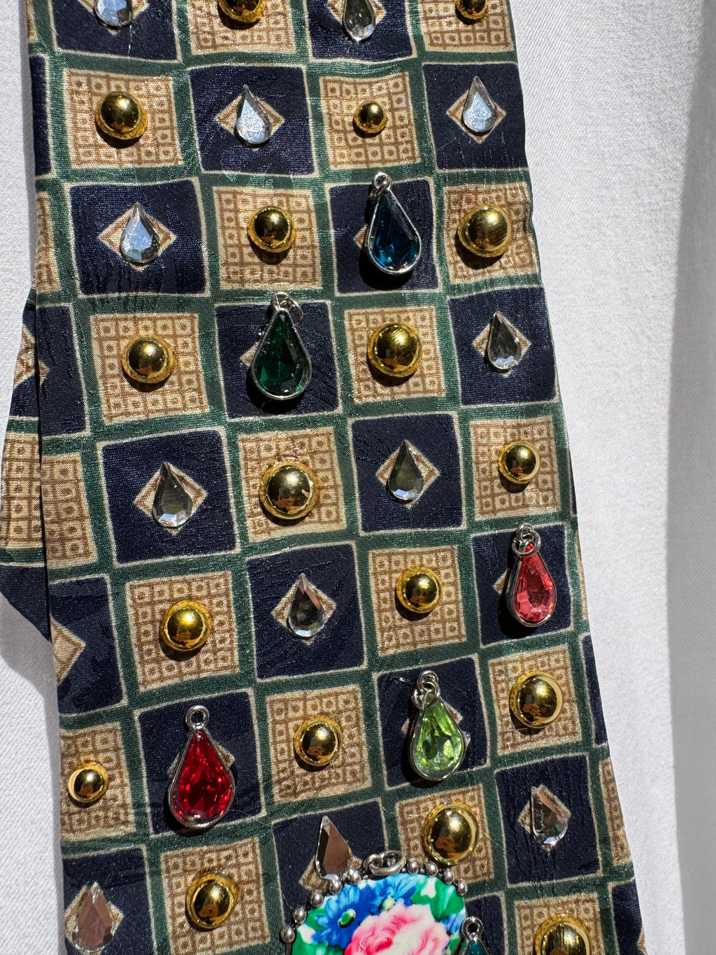Navy Blue and Gold Colorful Raindrops Treasure Box Royalty Tie