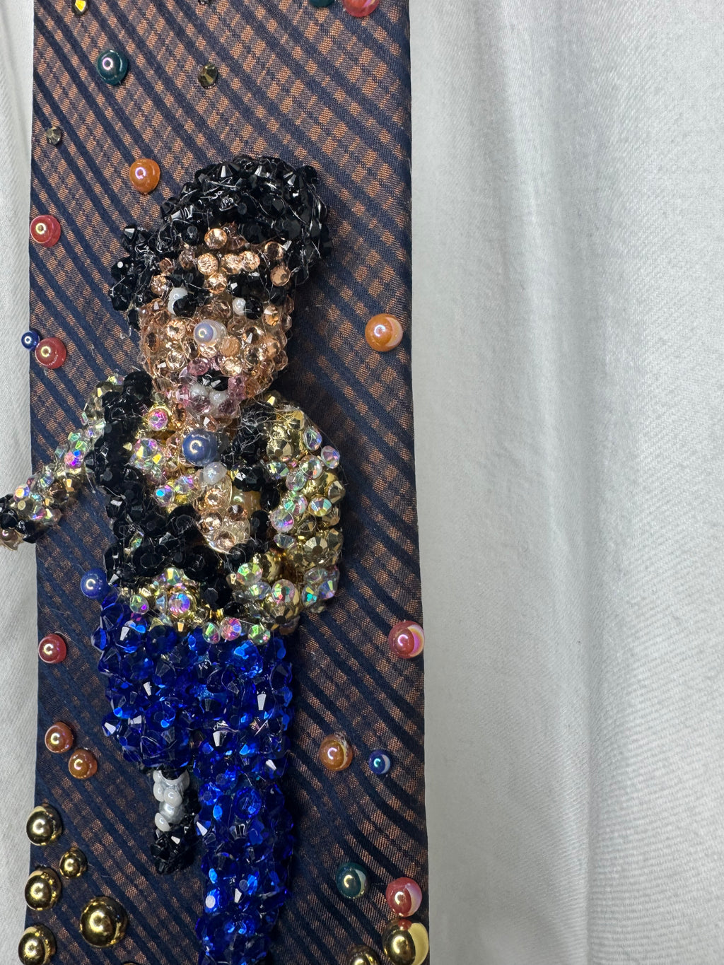 Orange and Navy Blue Plaid Michael Jackson in the Air Performing Workin Day n Night Live at Romania for Dangerous Tour 1992 Tie
