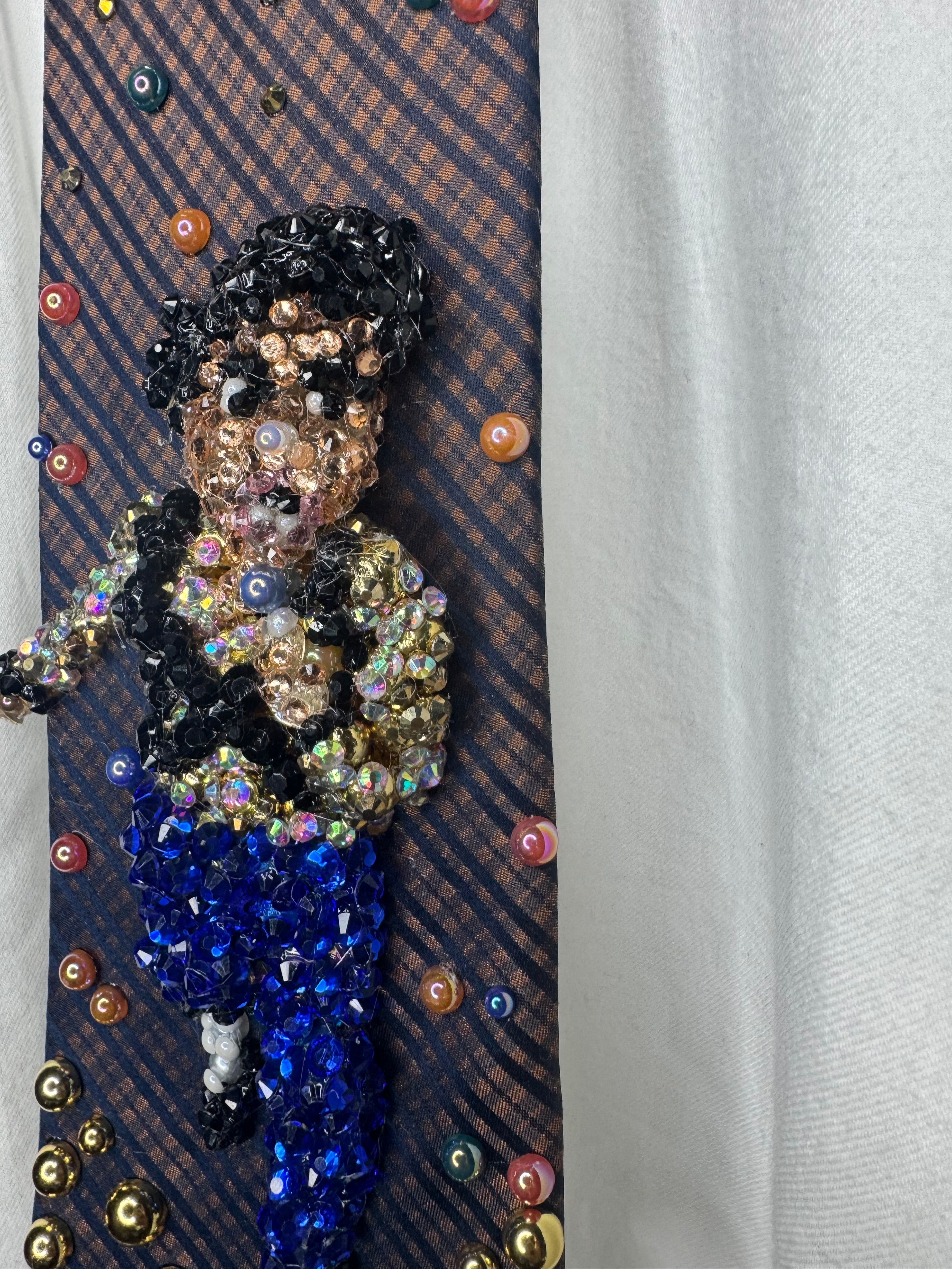 Orange and Navy Blue Plaid Michael Jackson in the Air Performing Workin Day n Night Live at Romania for Dangerous Tour 1992 Tie
