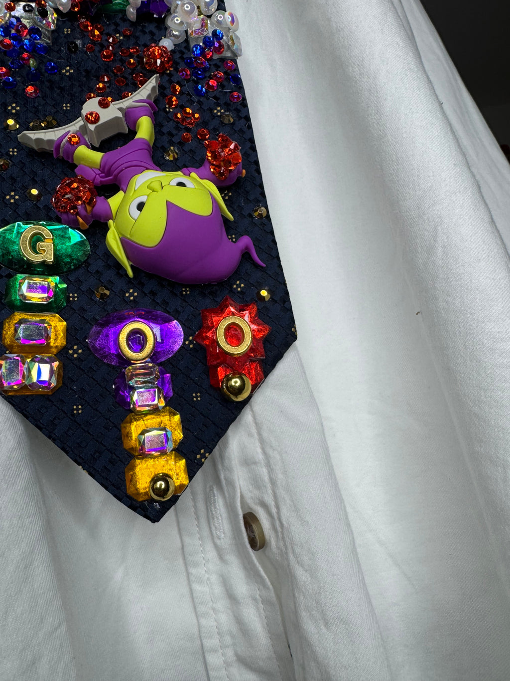 Navy Blue Spiderman Vs Green Goblin in the Head of the Moment in the City Tie