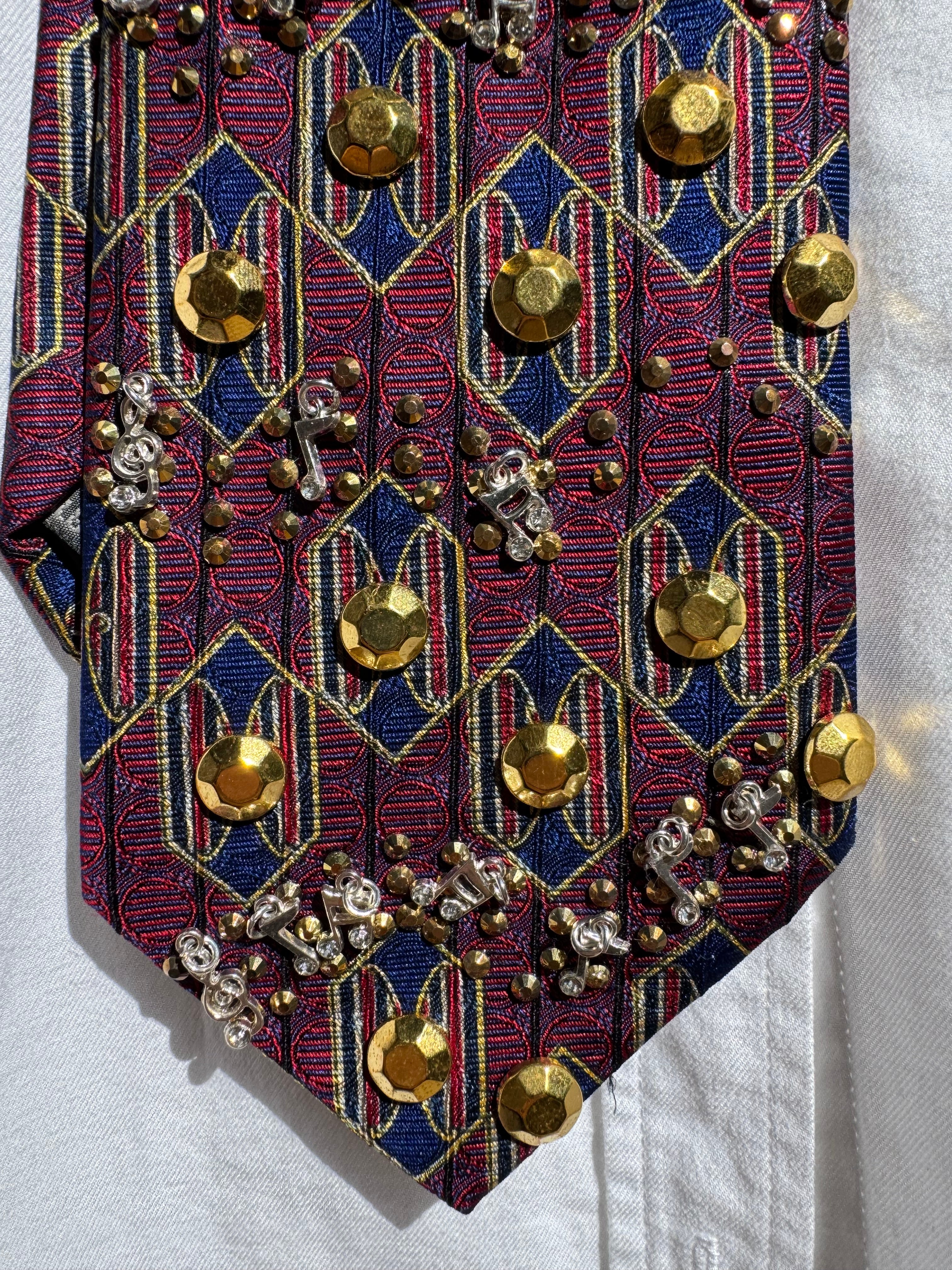 Burgundy Musical Notes Music Royalty Tie