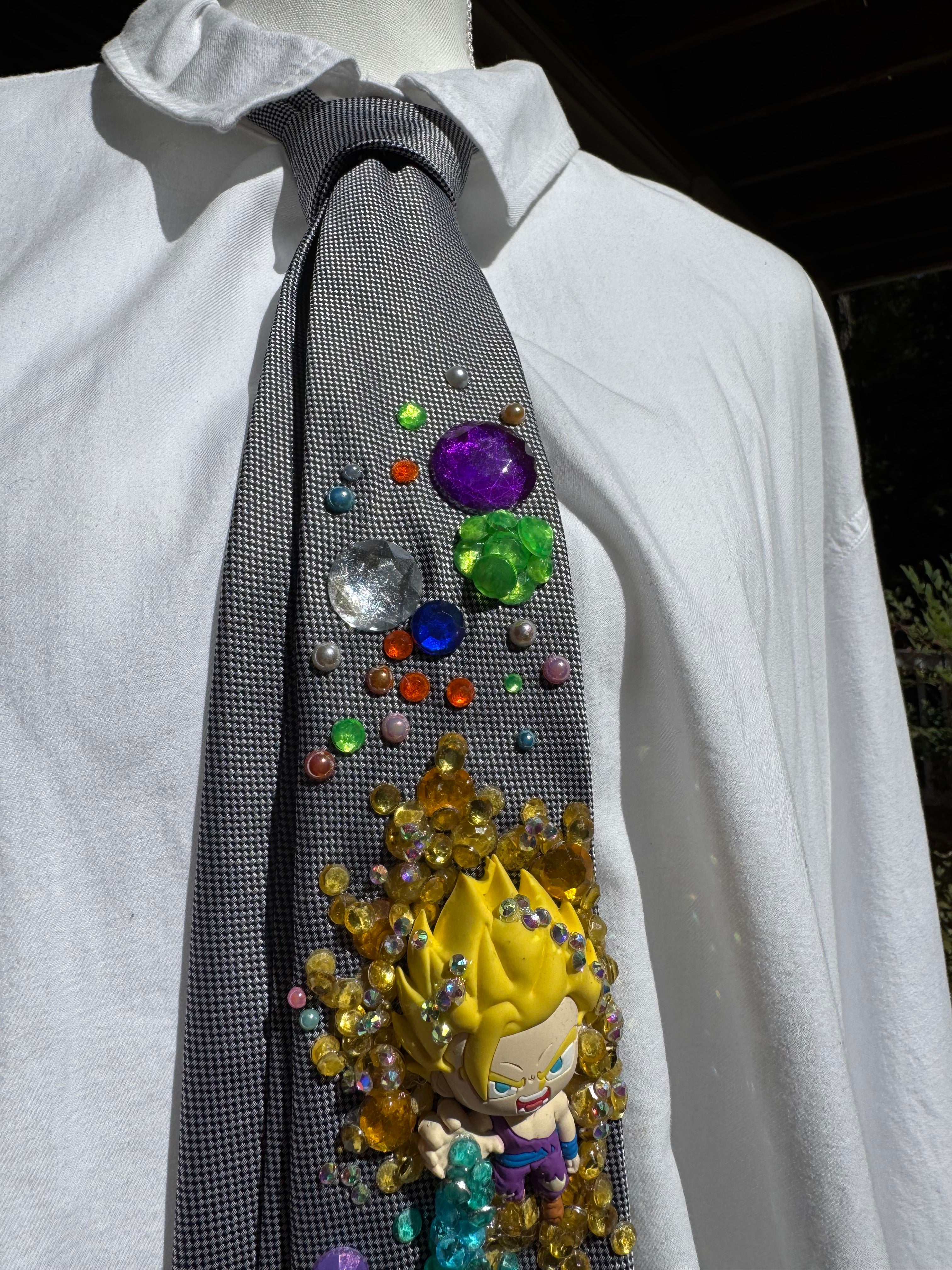 Grey Super Saiyan 2 Gohan Blasting At Nappa Dragon Ball Z Tie