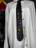 Black Golden Asteroid Flying Through Space Royalty Tie
