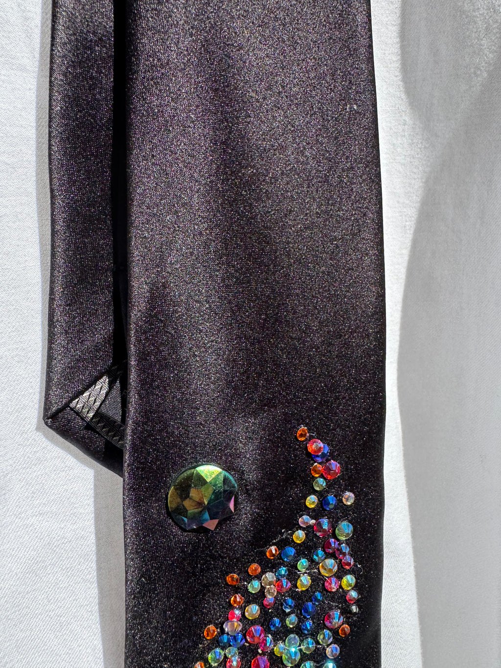 Black Colorful Dragon Spitting Iridescent Flames Tie