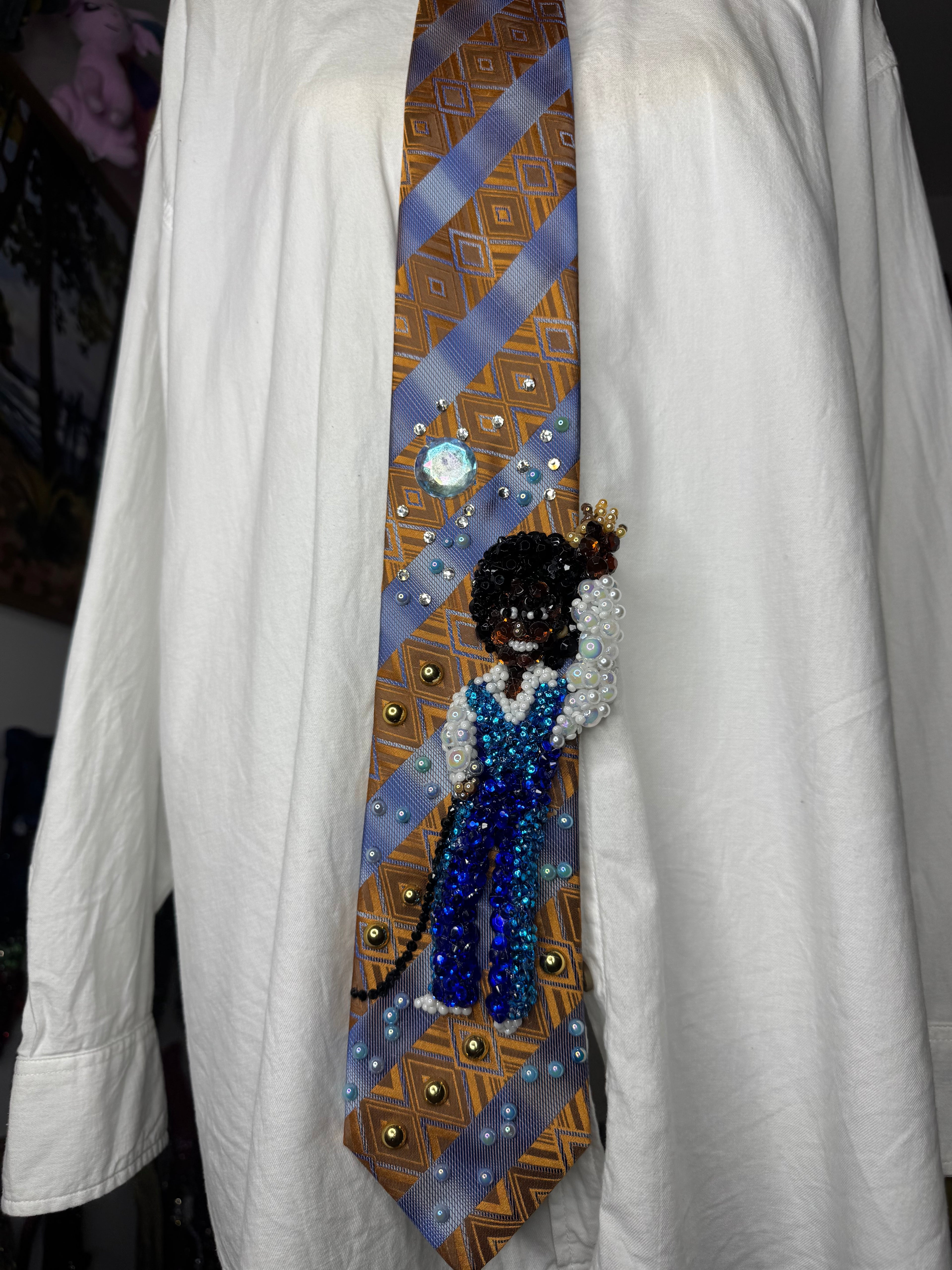 Orange and Blue Teen Michael Jackson in Two Tone Blue Outfit Performing on Tv Jacksons Era Tie
