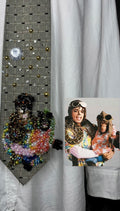 Olive Green Michael Jackson Holding Bubbles and Boa Constrictor Both Wearing Pilot Googles for Leave Me Alone Music Video Tie