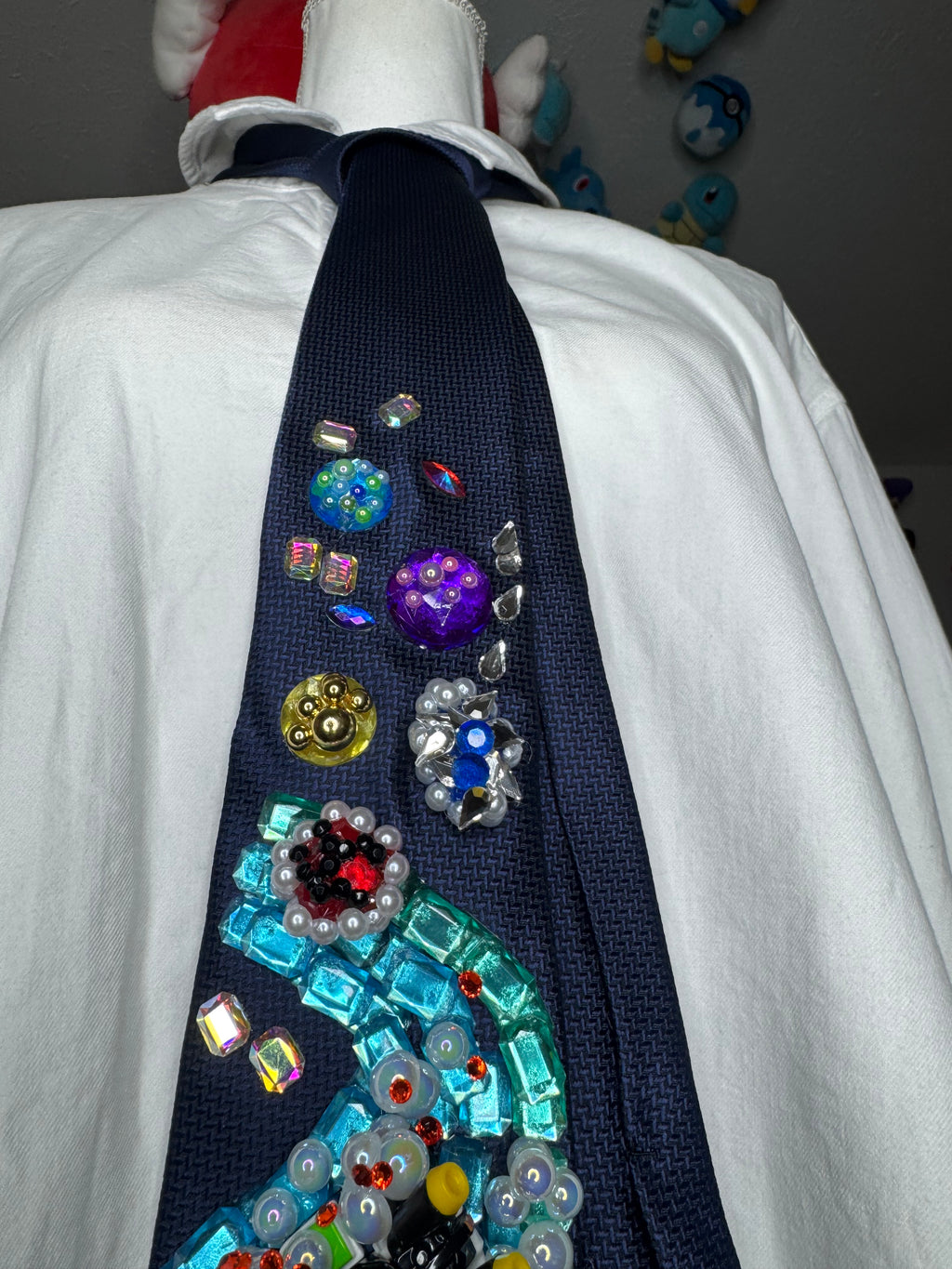 Navy Blue Luigi Dodging Blue and Red Shell On Icy Glacier Road 200cc Mario Kart Tie