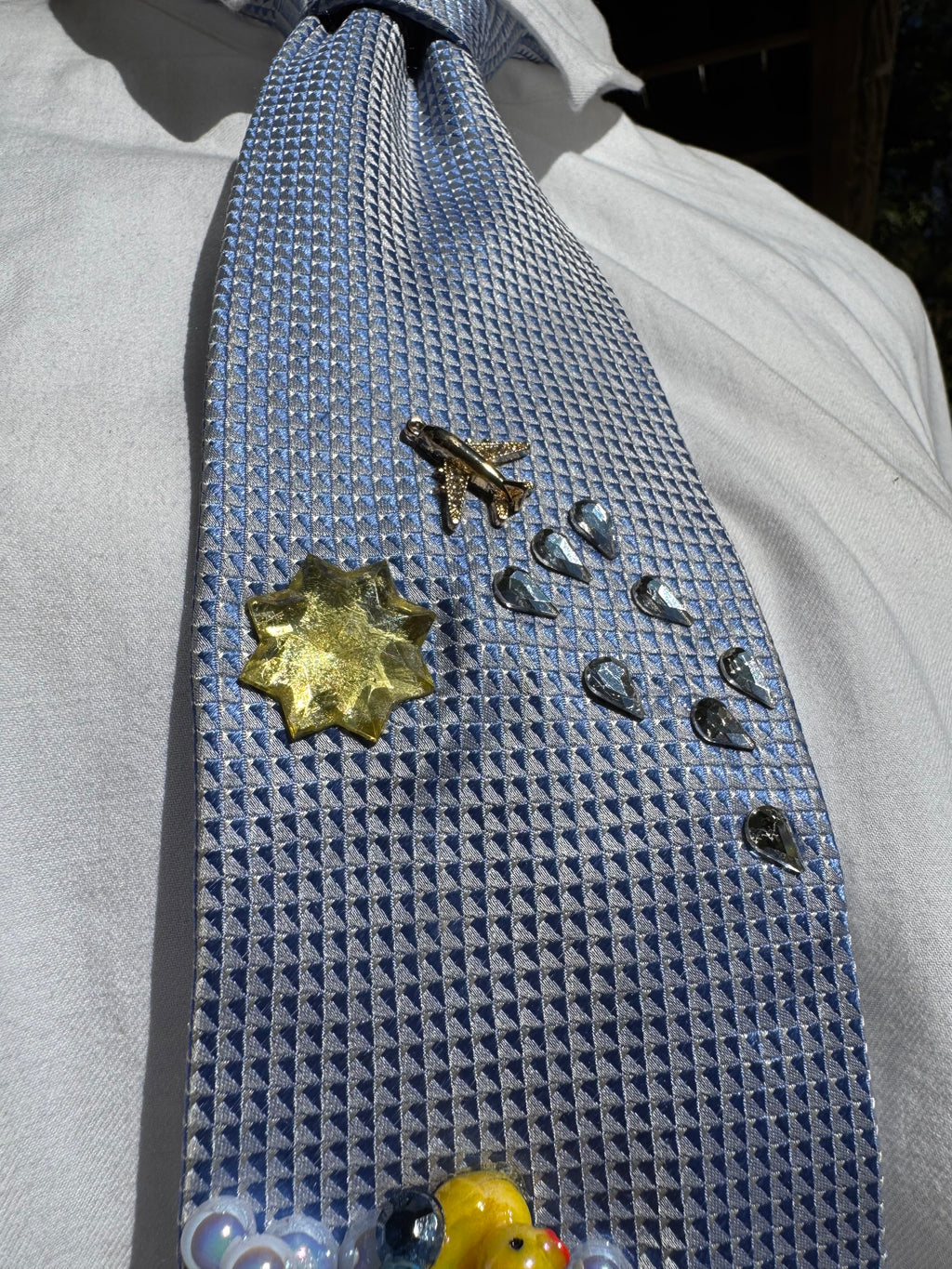 Light Blue Stitch Laying In Pool With Rubber Duckies Movie Tie