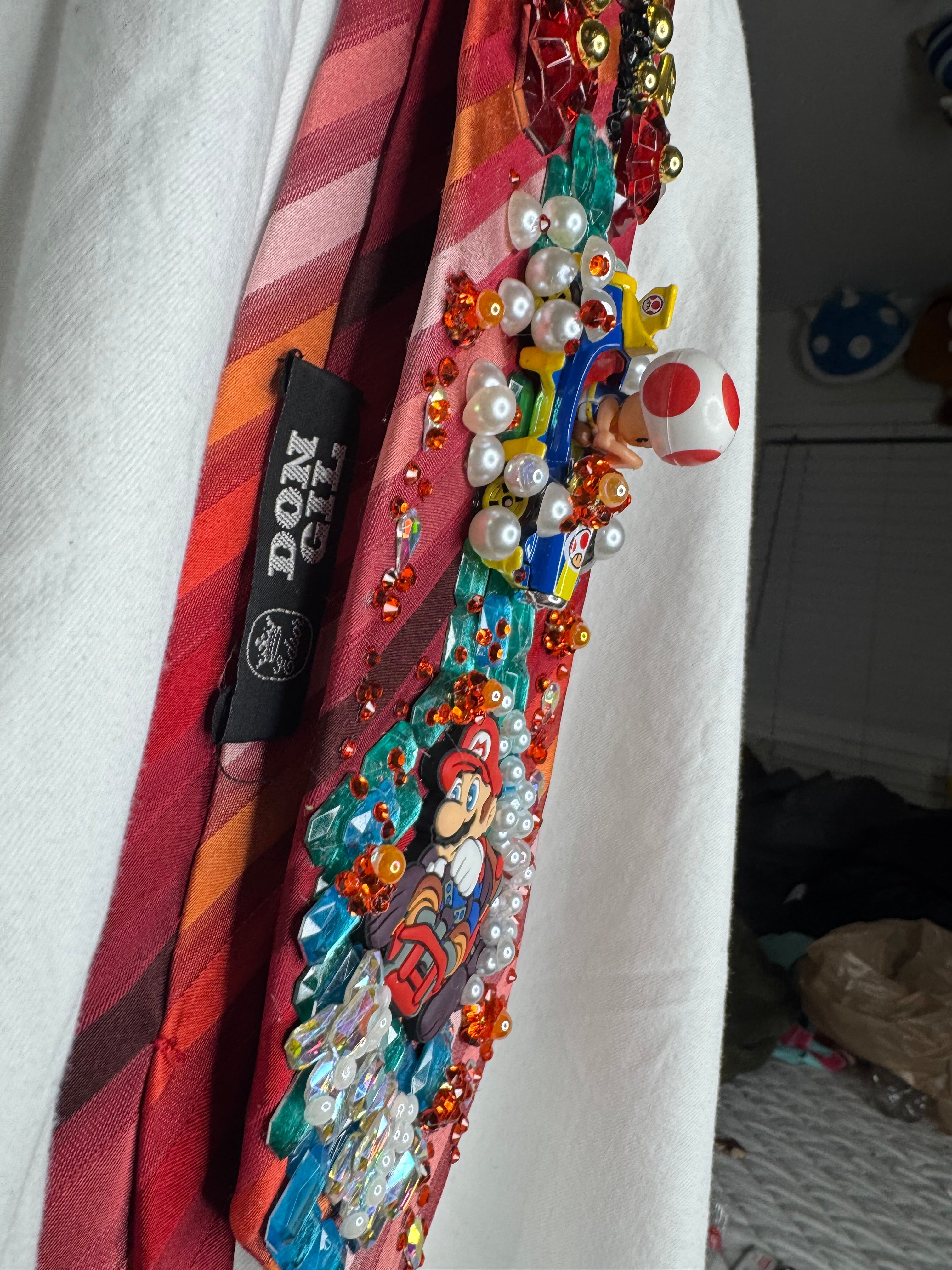 Red Striped Mario Vs Toad on Bowsers Castle 200cc Mario Kart Tie