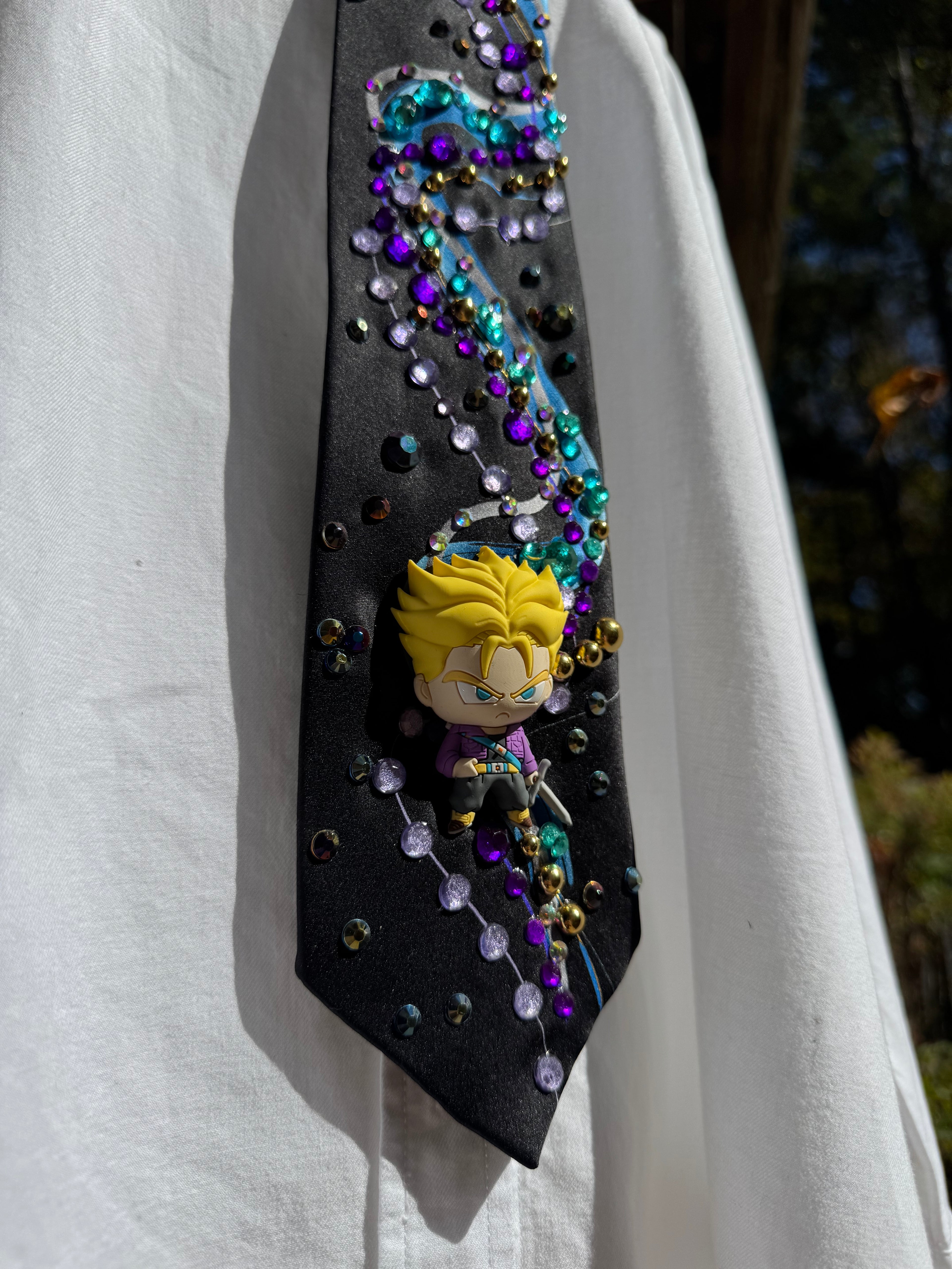Black Futuristic Swirls Future Trunkz Dragon Ball Z Tie