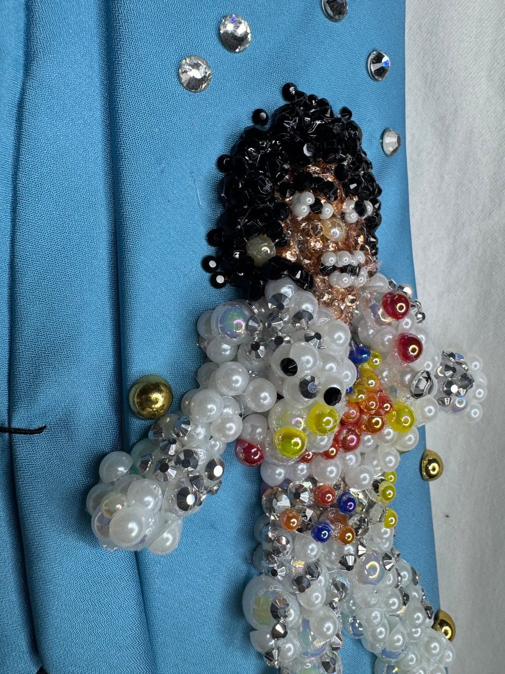 Sky Blue Michael Jackson in Captain EO Hitting Fist Balled Star Body Pose and Fuzzball Tie
