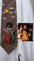 Dark Orange Michael Jackson Pointing Up in High Class Royalty King Outfit For Matthew Rolston Photoshoot 1984 Tie