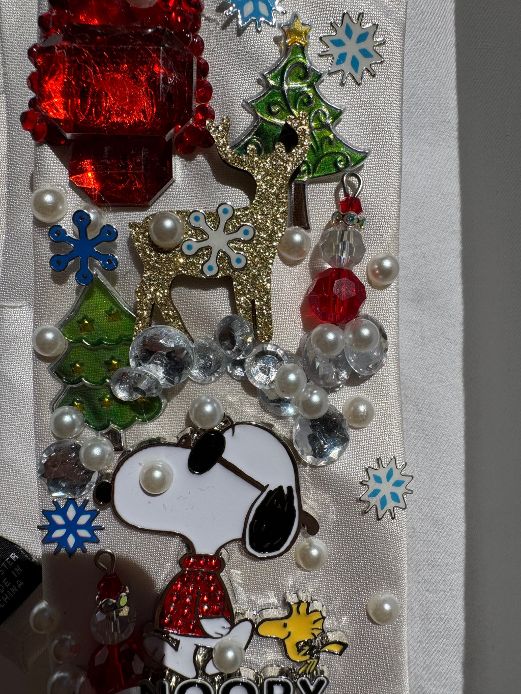 White Snoopy and Woodstock Walking Through Winterland Christmas Tie