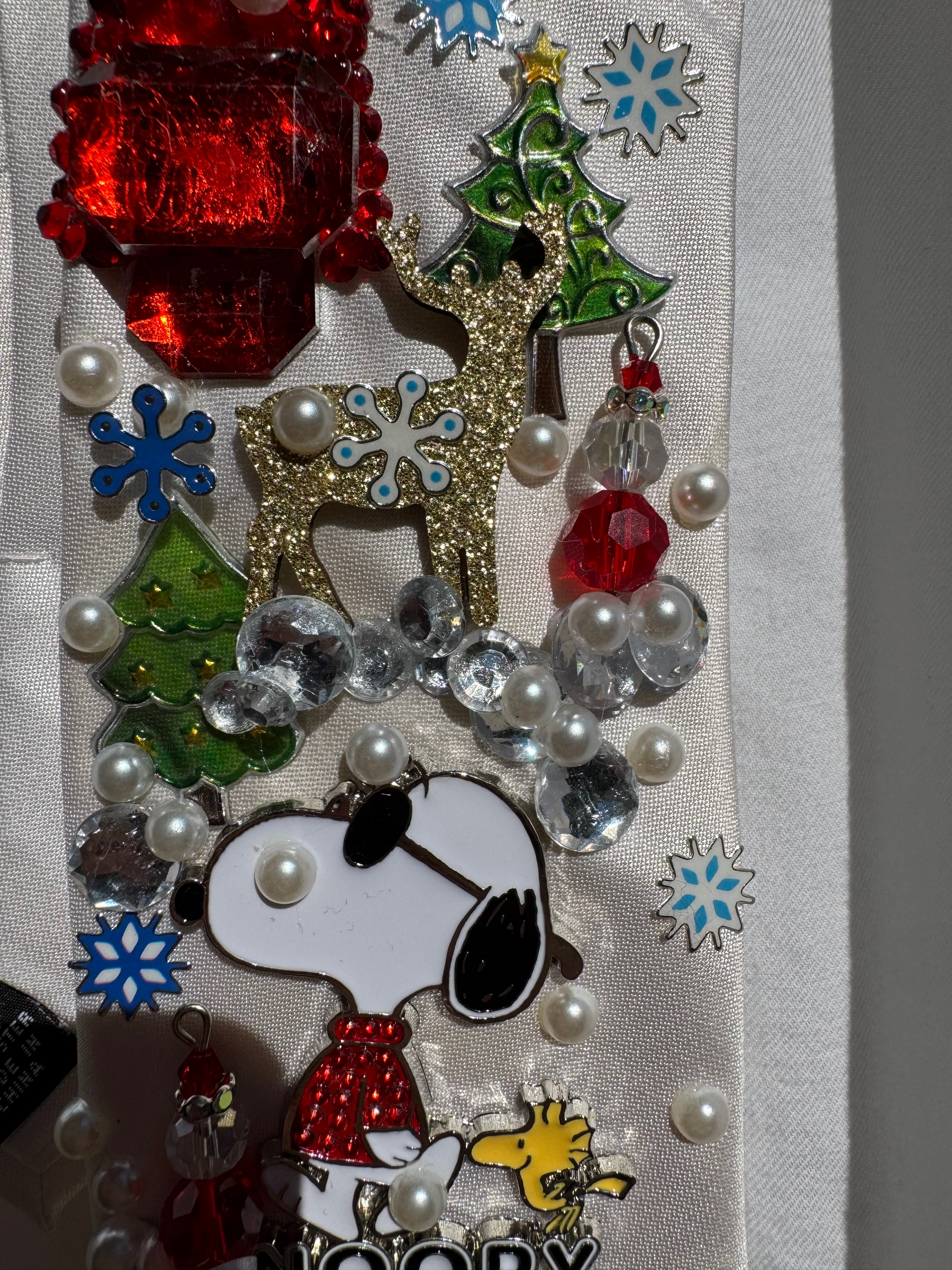 White Snoopy and Woodstock Walking Through Winterland Christmas Tie