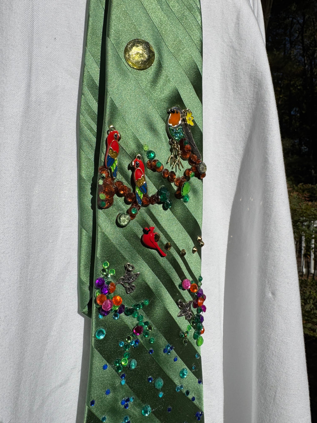 Green Variety Of Birds Nature Royalty Tie