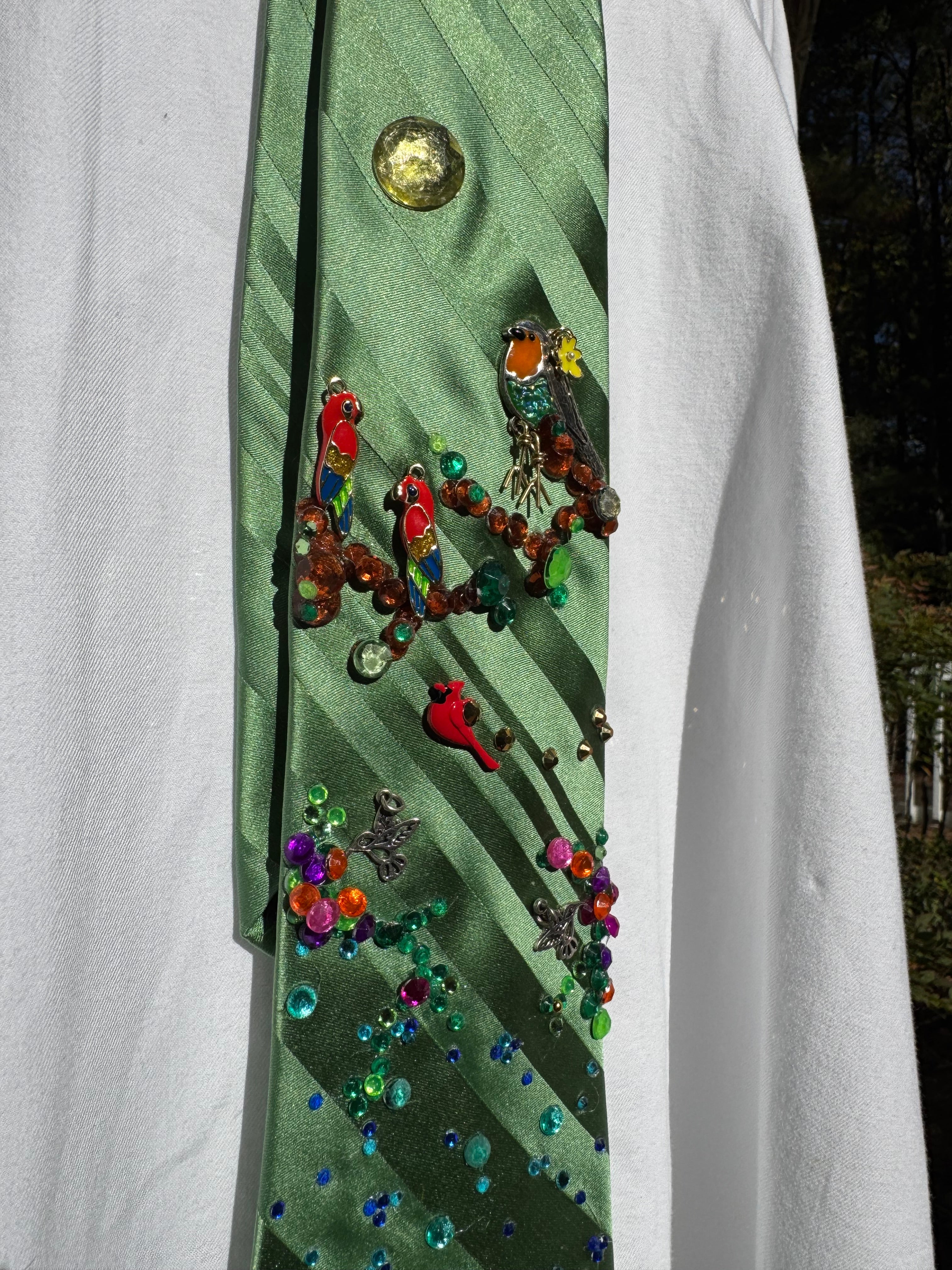 Green Variety Of Birds Nature Royalty Tie