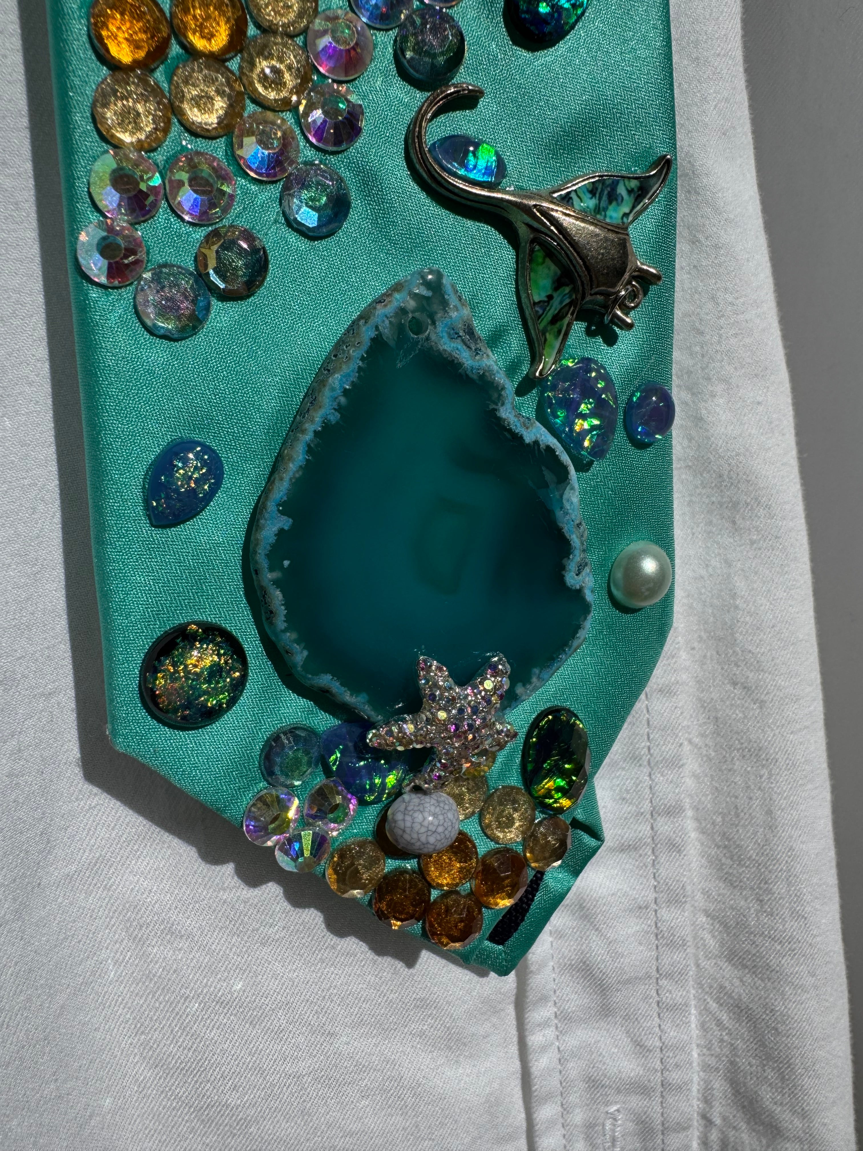 Coral Blue Over View of Caribbean Ocean Nature Royalty Tie