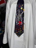 Navy Blue Spiderman Saving Bank Robbery in the City Tie