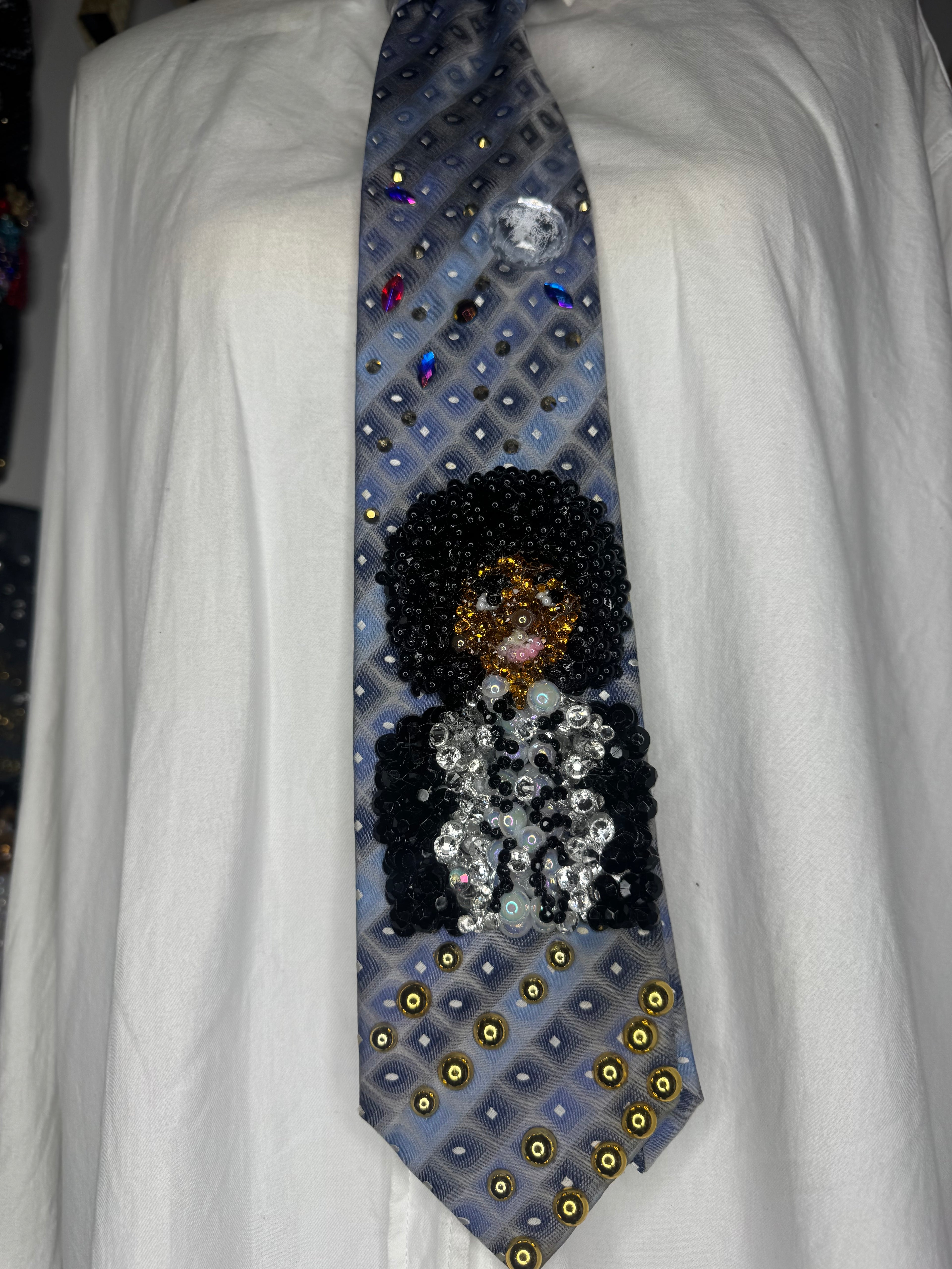 Light Blue Teen Michael Jackson on The Cher Show Jackson 5 1975 Tie