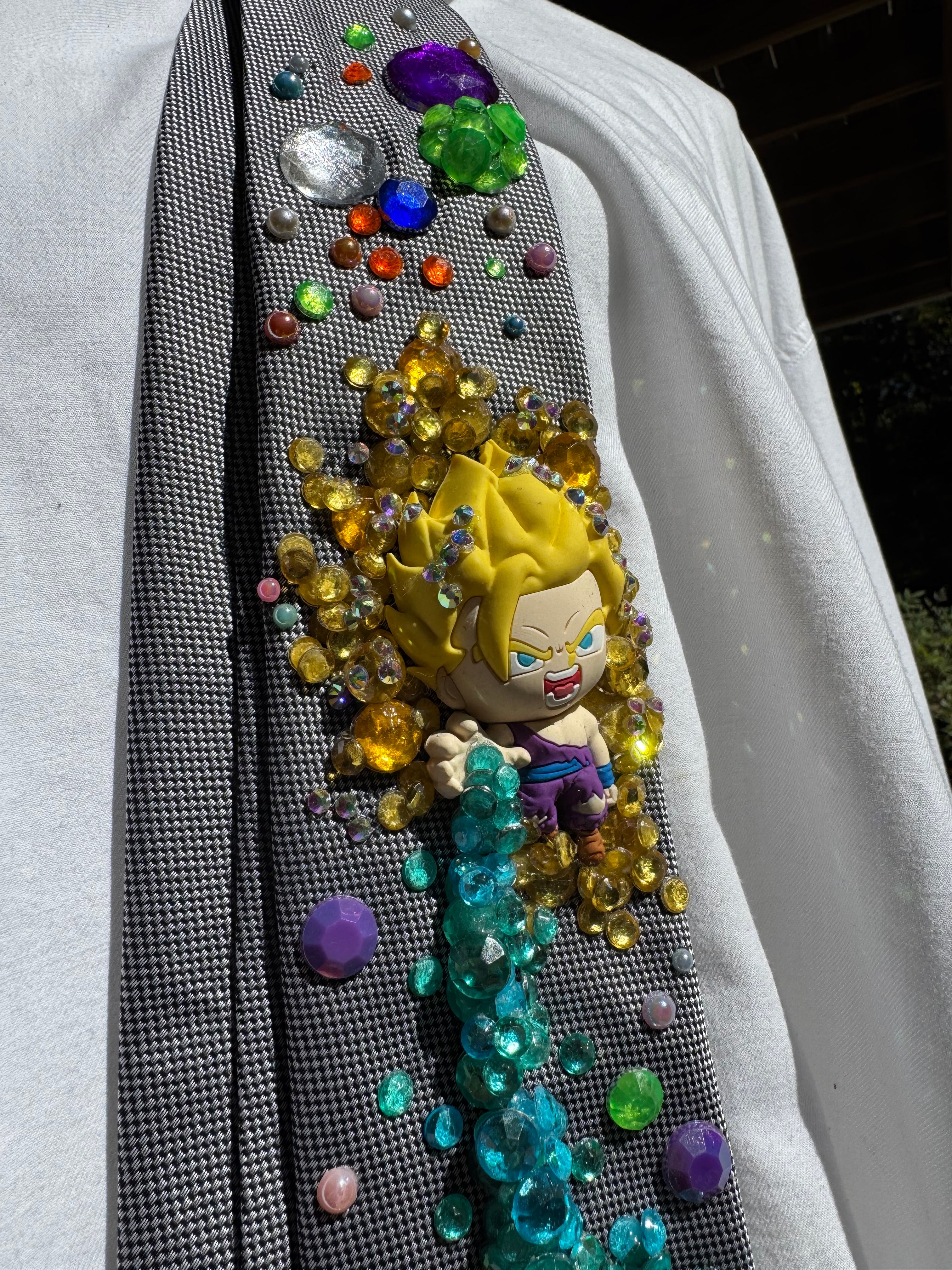 Grey Super Saiyan 2 Gohan Blasting At Nappa Dragon Ball Z Tie