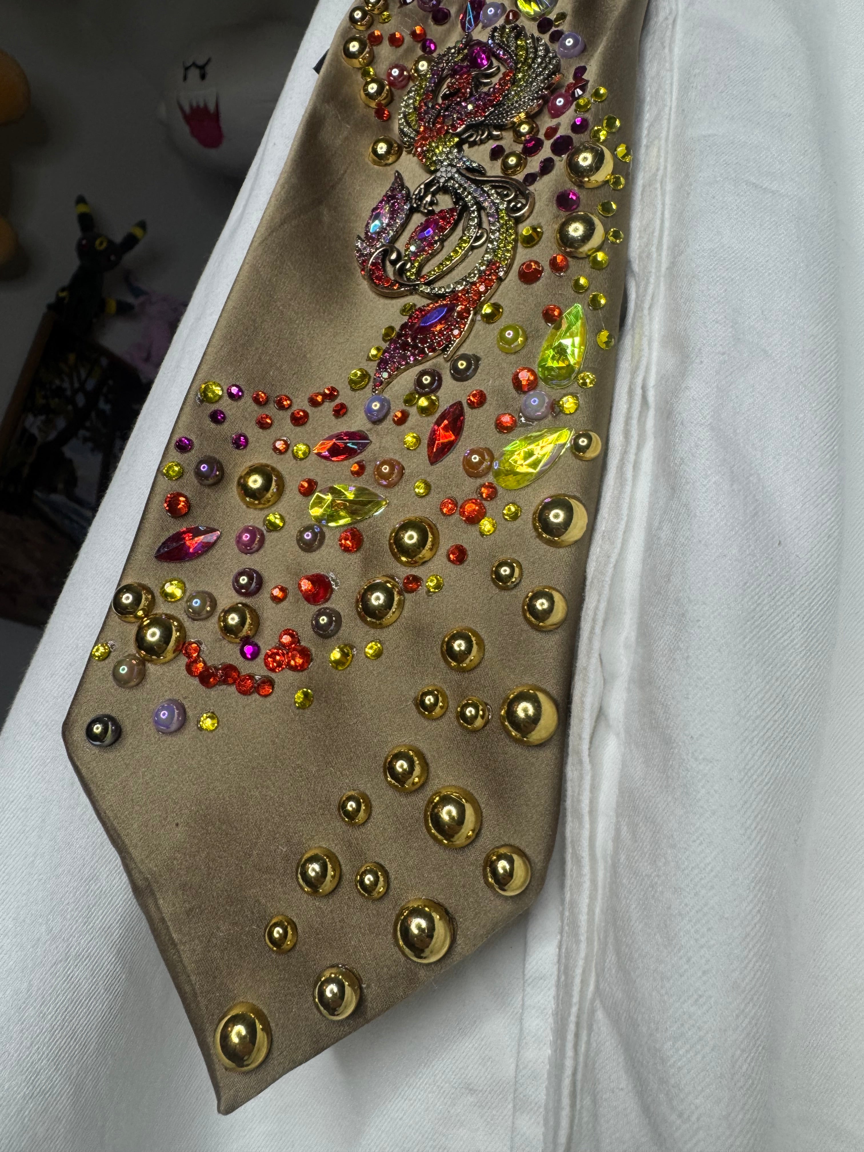 Brown Silk Aura Colored River Phoenix Royalty Nature Tie