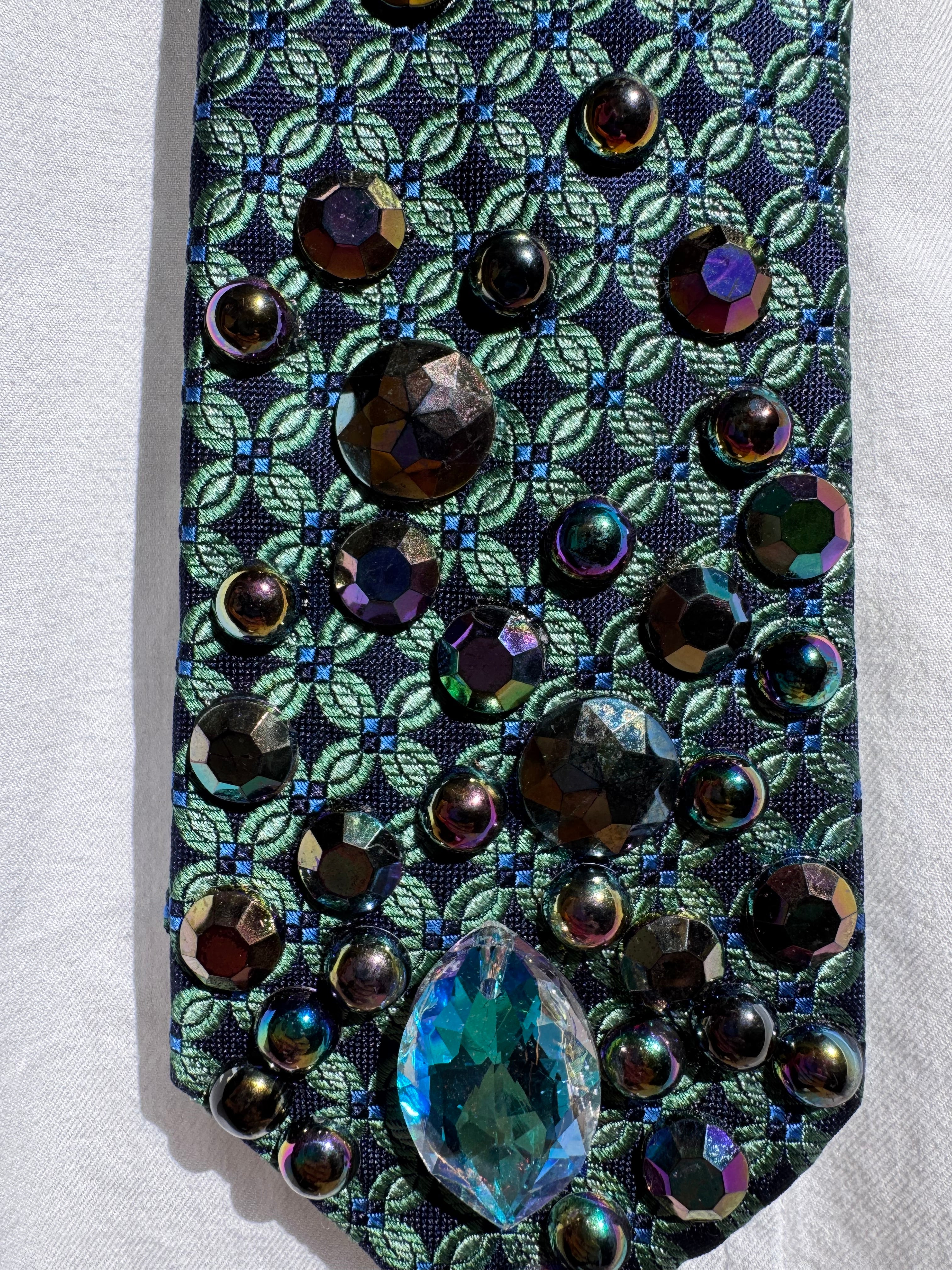 Turquoise Dark Iridescent Peacock Nature Royalty Tie