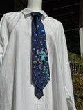 Navy Blue Stitch on Shooting Star Space Royalty Tie