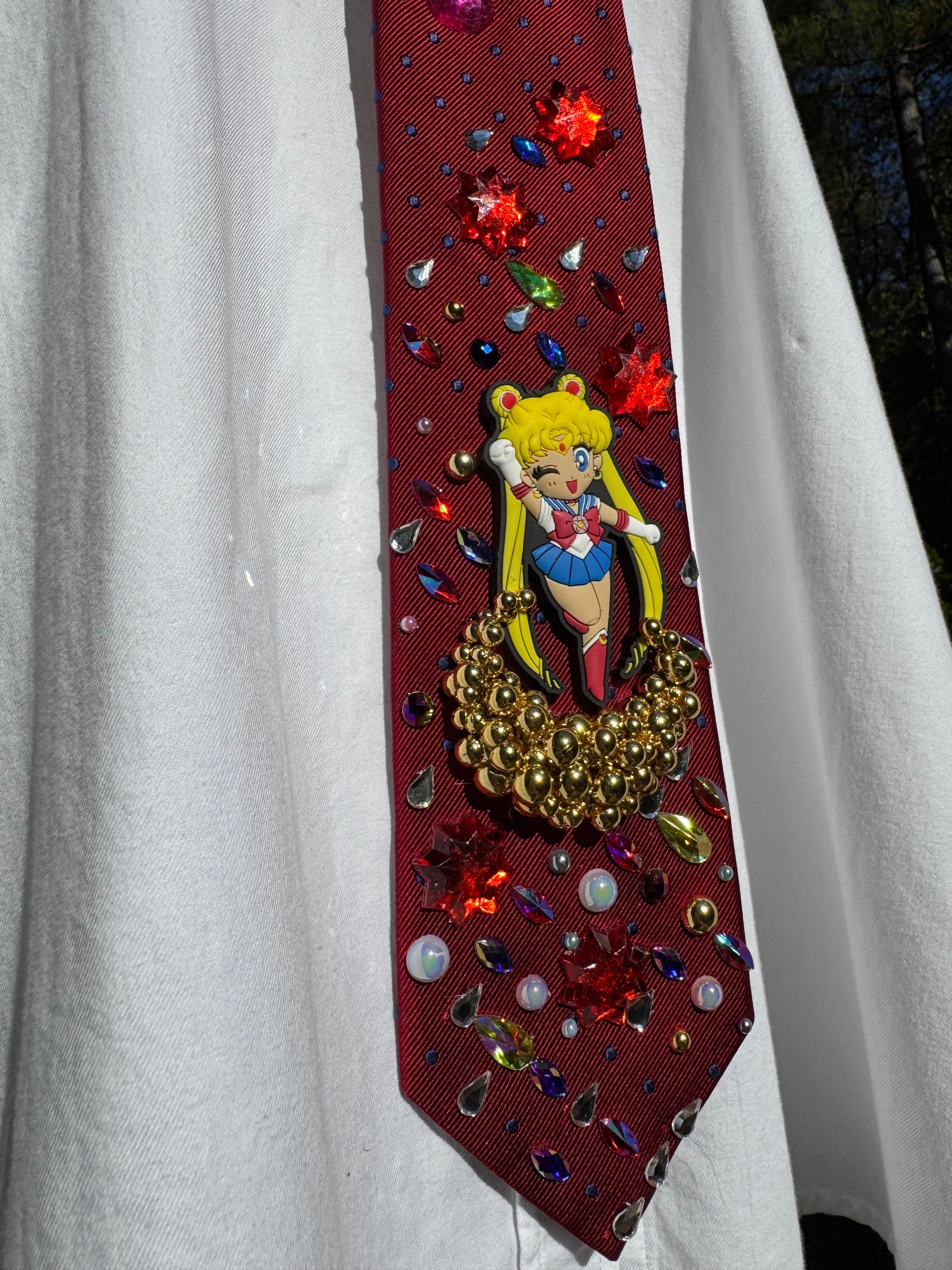 Red Usagi Tsukino on Golden Moon in Jewel Galaxy Sailor Moon Anime Tie