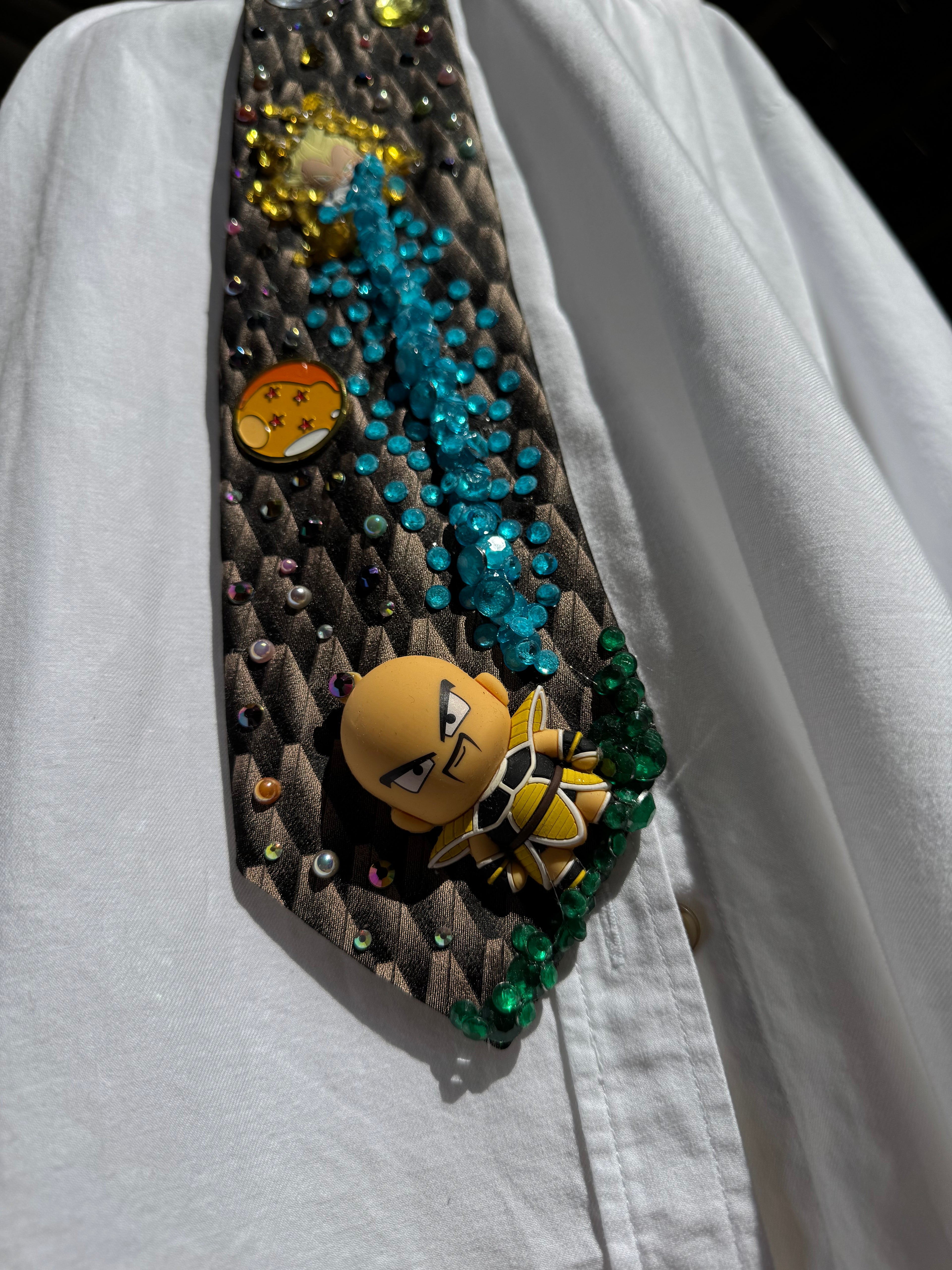 Brown Vegeta Blasting at Nappa Dragon Ball Z Tie