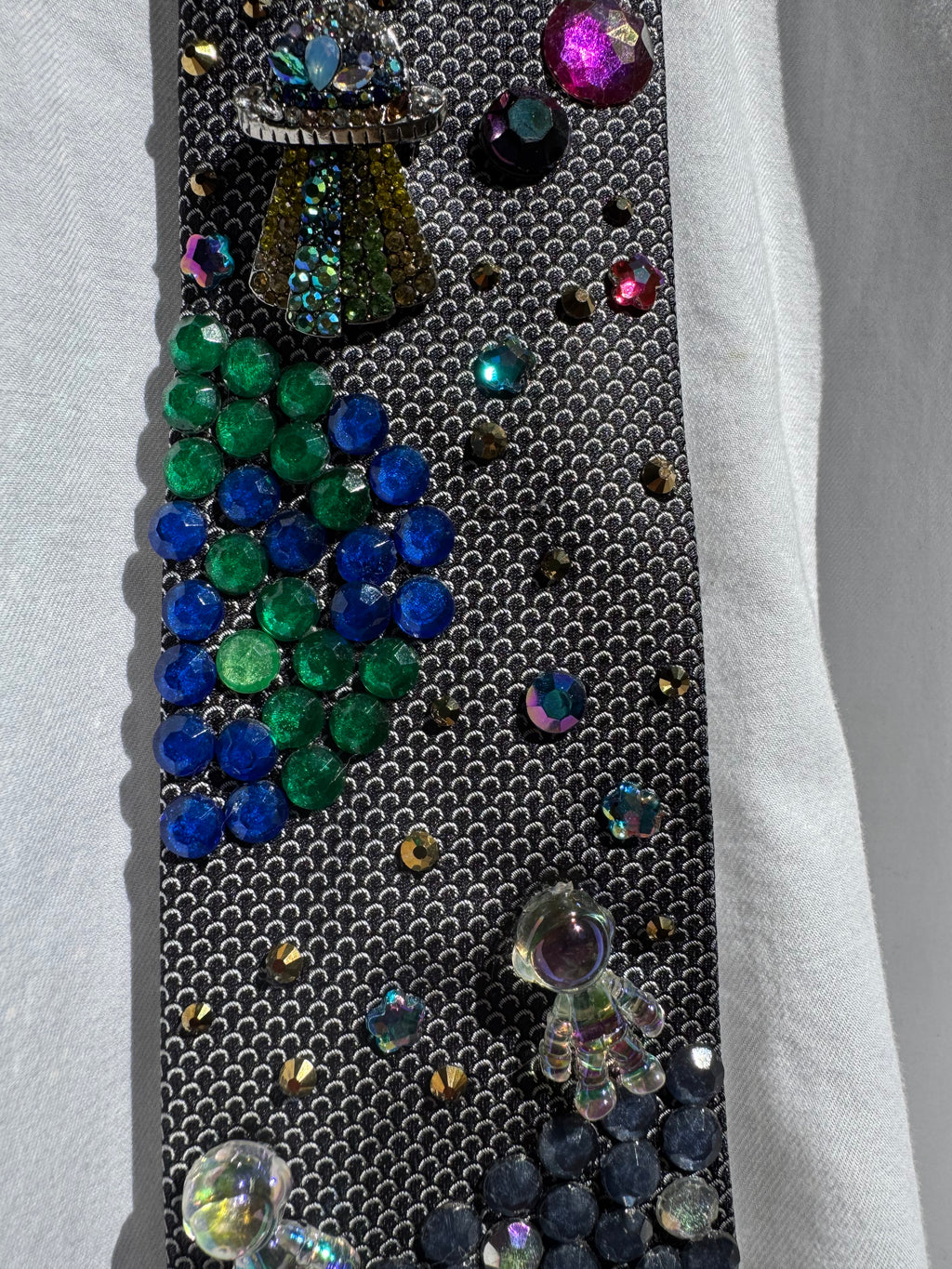 Grey Iridescent Astronauts in Space Royalty Tie