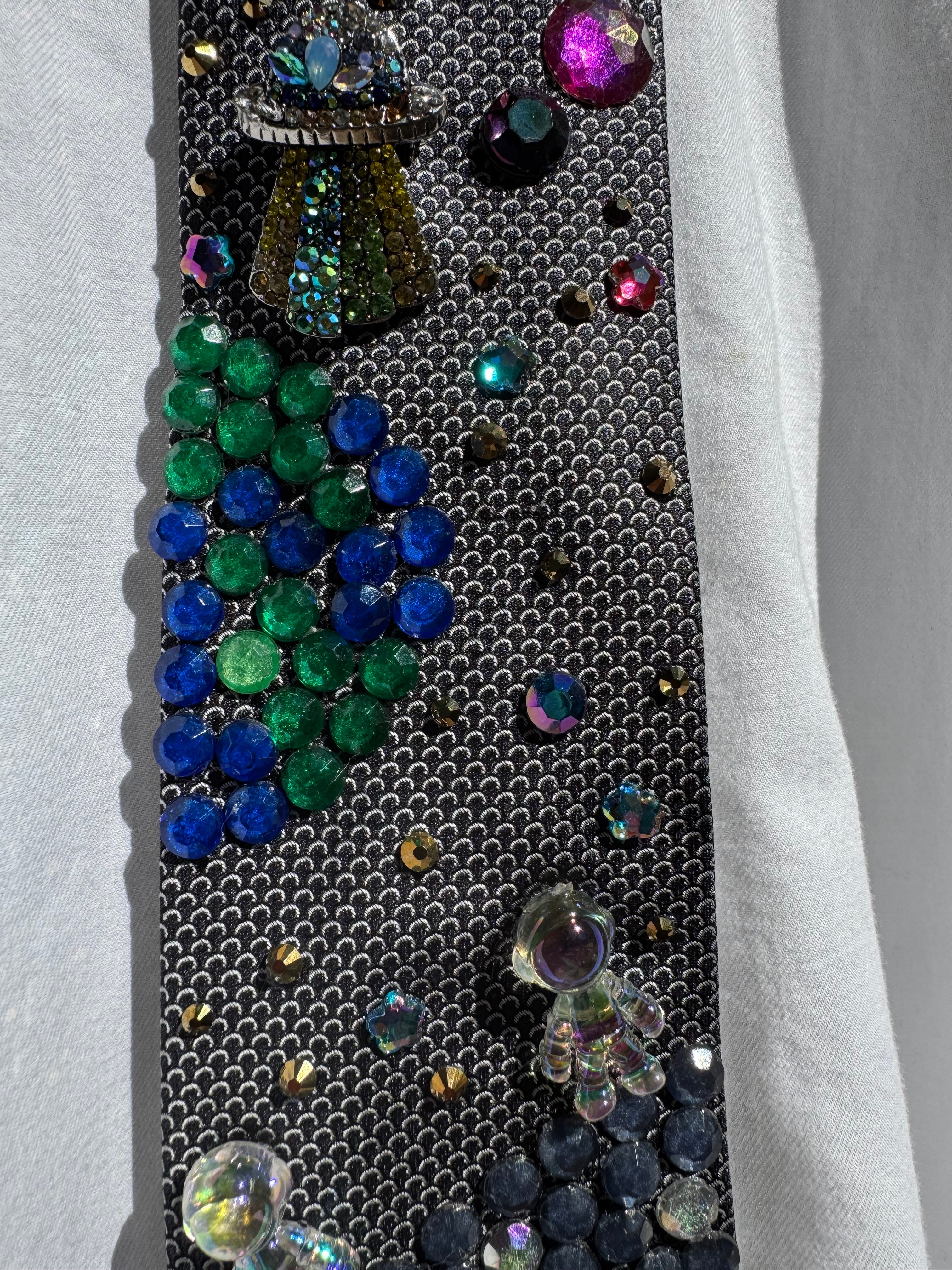 Grey Iridescent Astronauts in Space Royalty Tie
