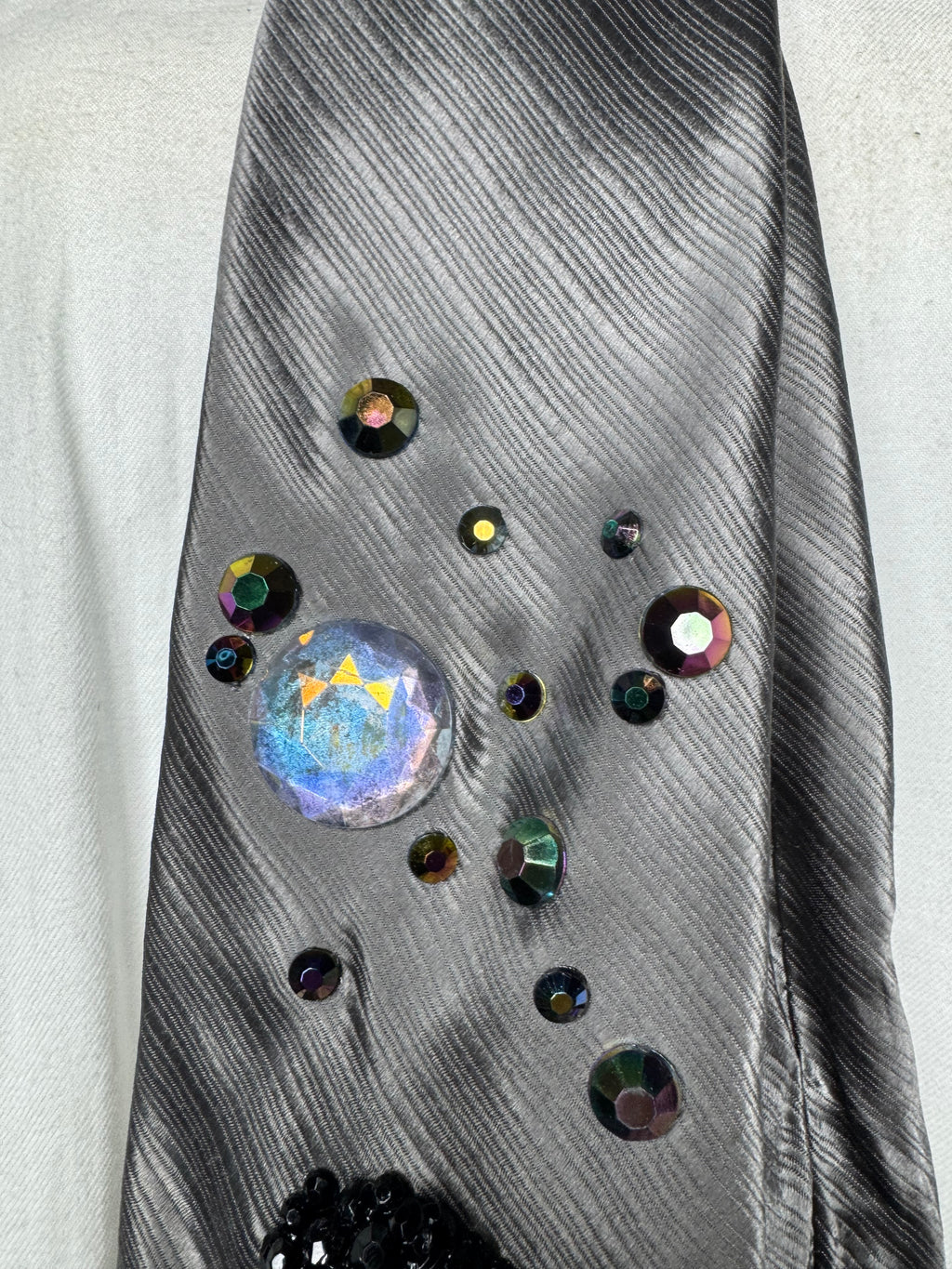 Metallic Grey Michael Jackson In the Air In All White Jumpsuit Performing Workin Day n Night Bad Tour 1988 Tie