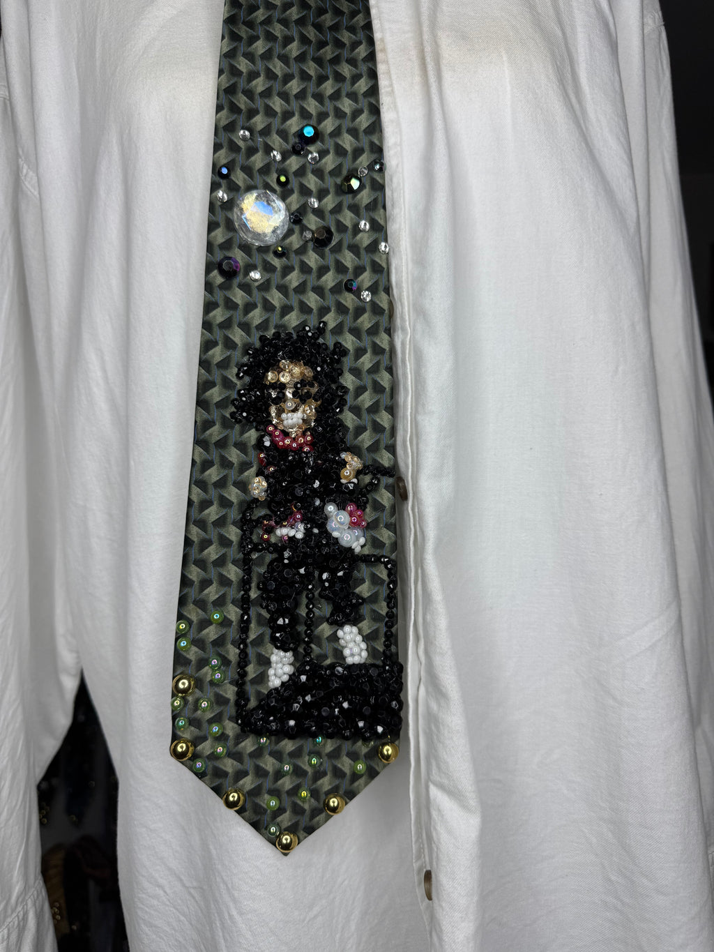 Forest Green Michael Jackson On Moving Platform Performing Earth Song at Brit Awards 1996 Tie