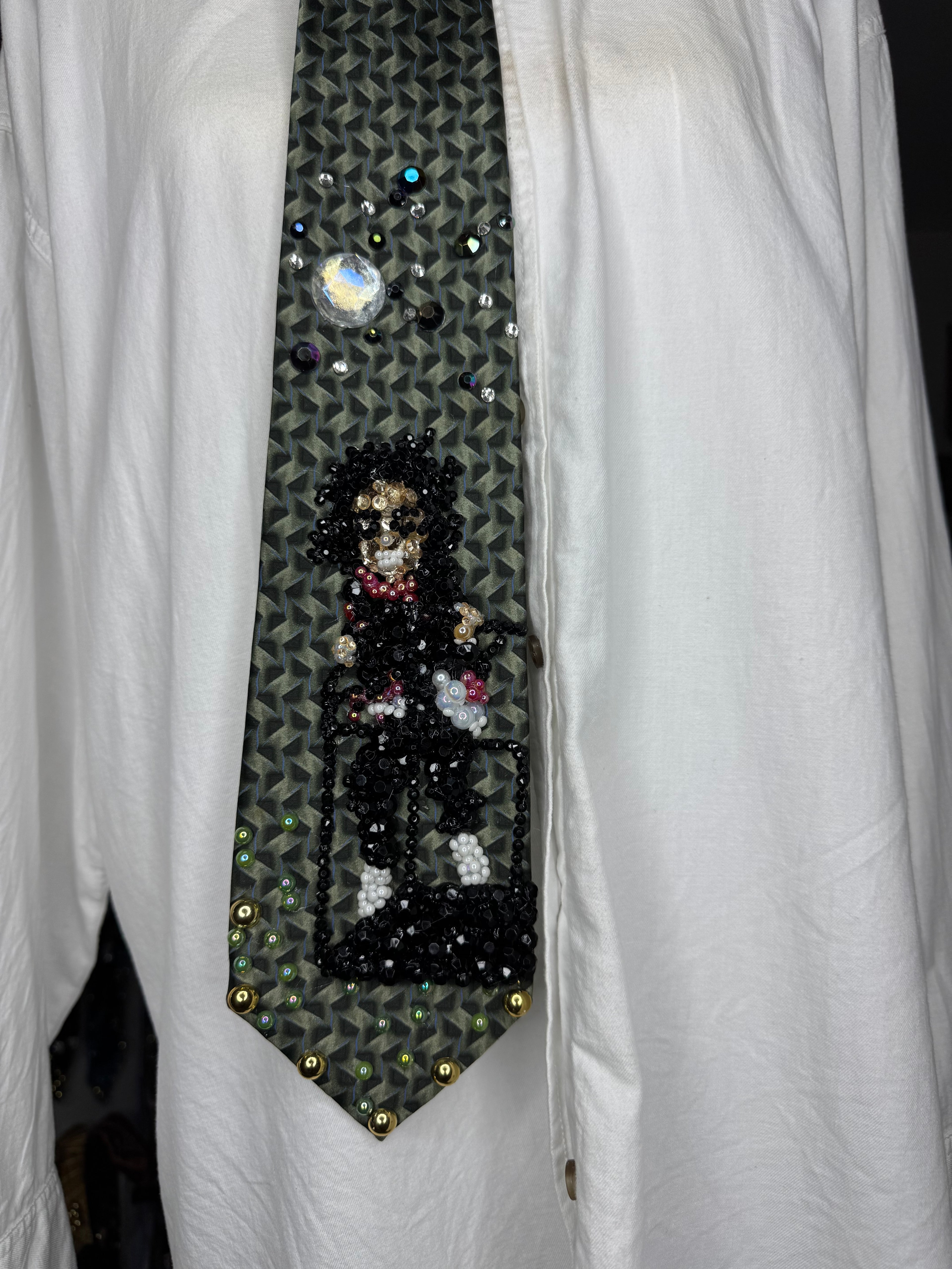 Forest Green Michael Jackson On Moving Platform Performing Earth Song at Brit Awards 1996 Tie