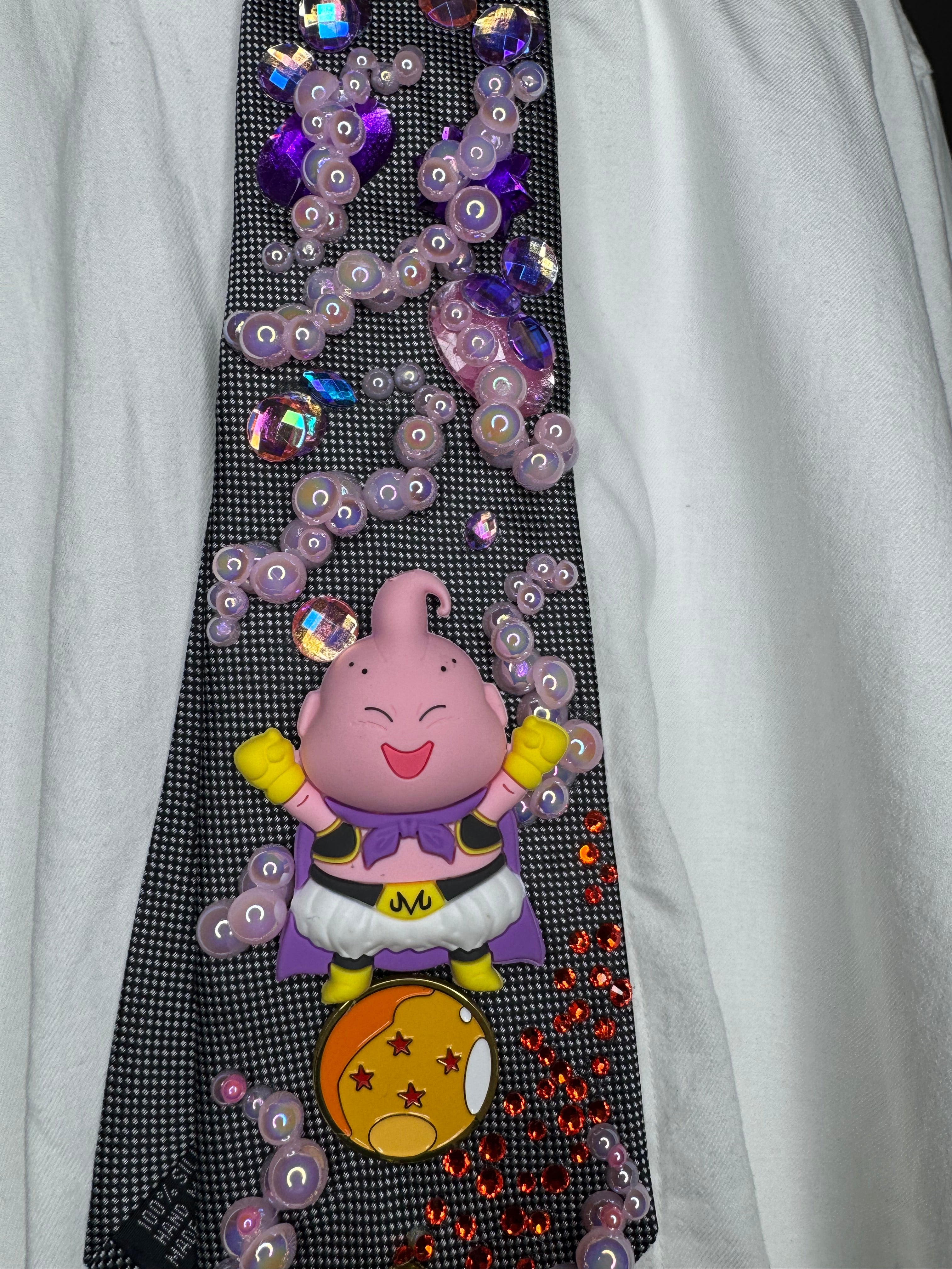 Grey Majin Buu Pink Foam Bubbles Dragon Ball Z Tie