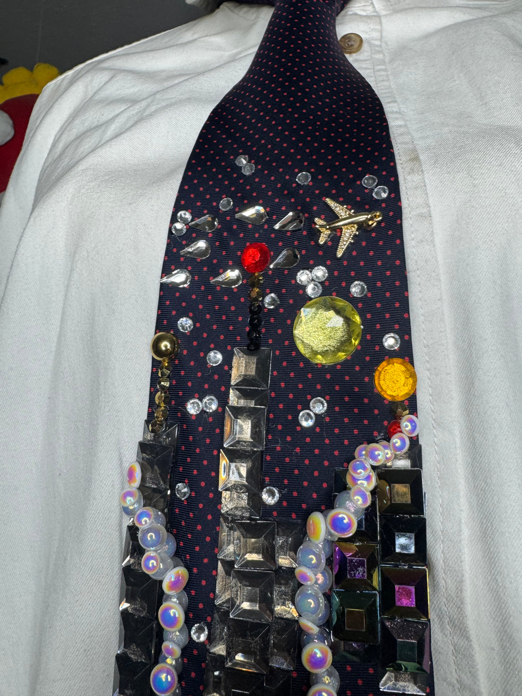Navy Blue Spiderman Saving Bank Robbery in the City Tie