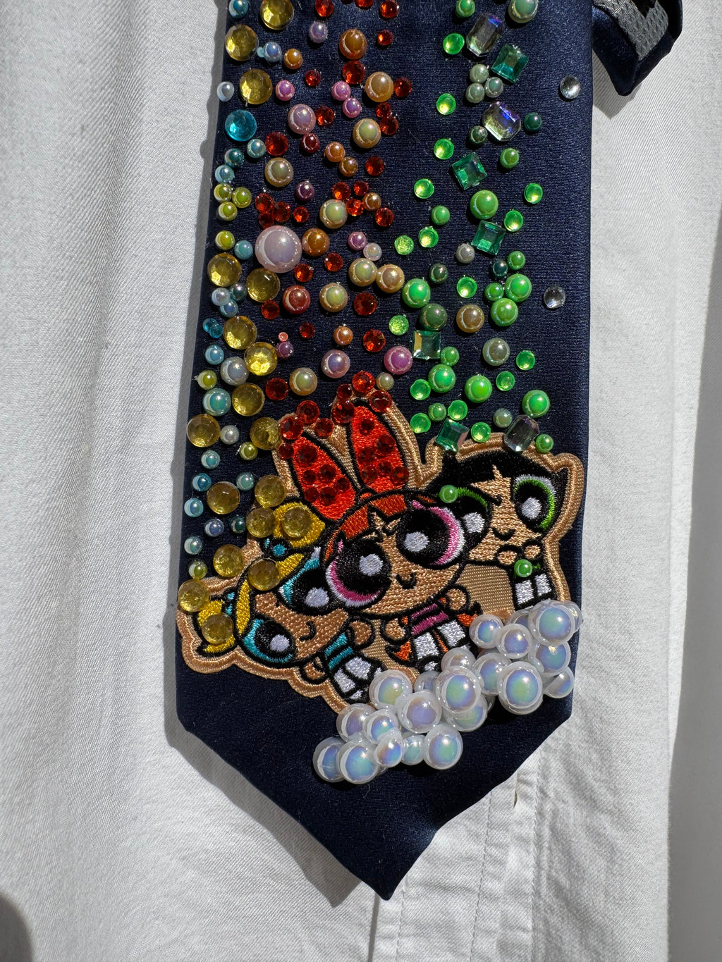 Navy Blue Colored Themed Aura  Powerpuff Girls Tie